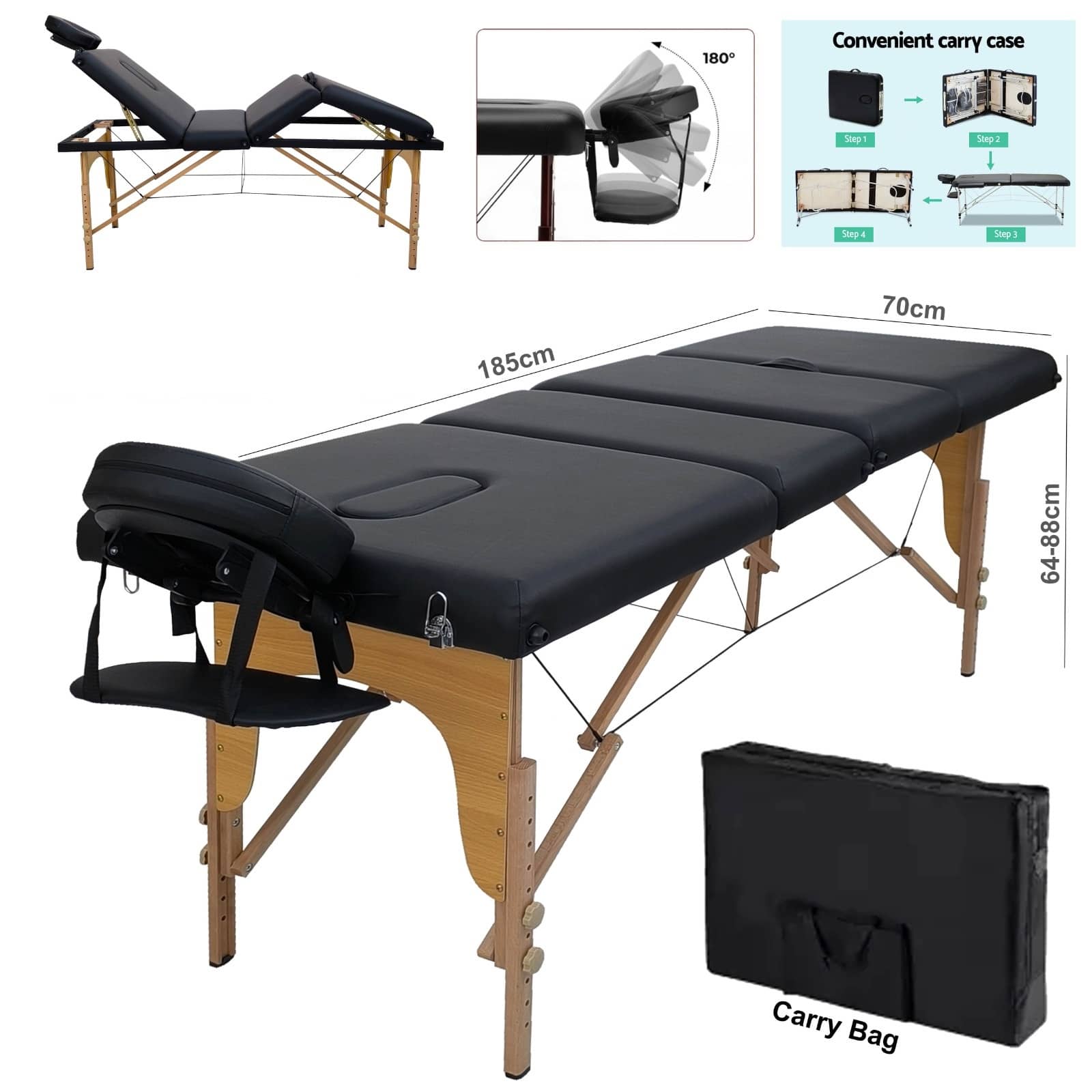سرير تدليك خشبي قابل للطي محمول "809-08"