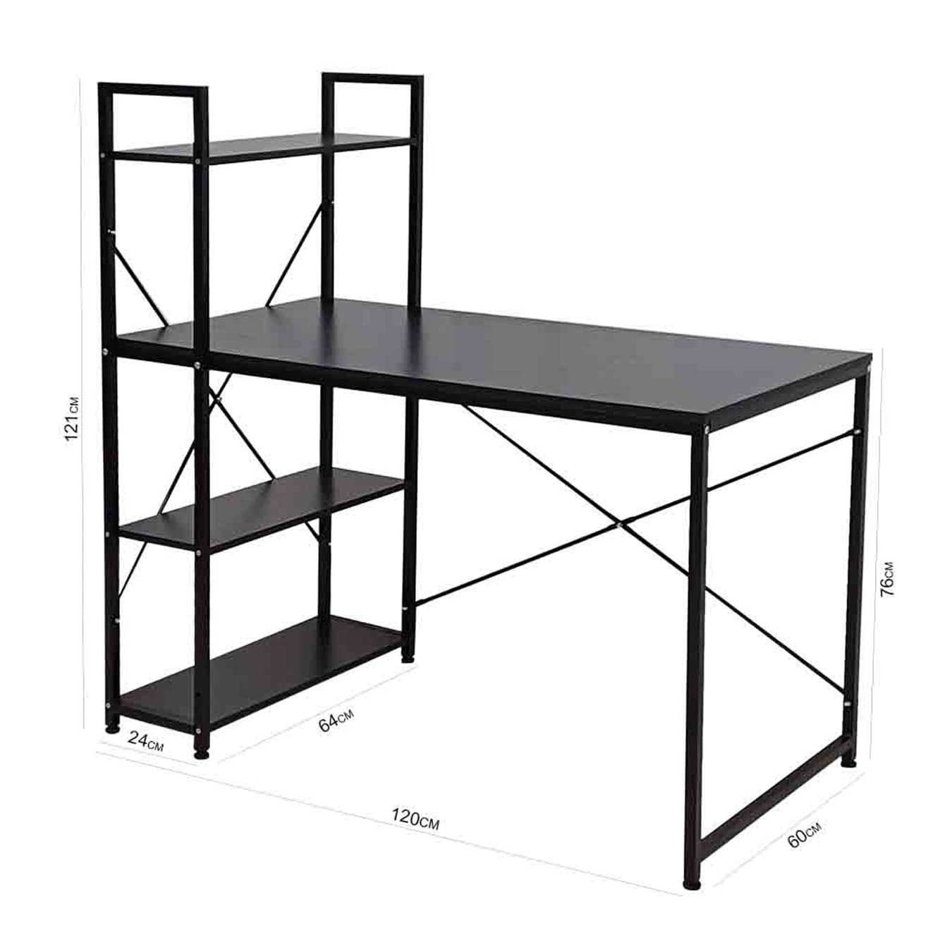 مكتب كمبيوتر خشبي مع رف كتب - طاولة دراسة حديثة ومتعددة الوظائف "562-14"