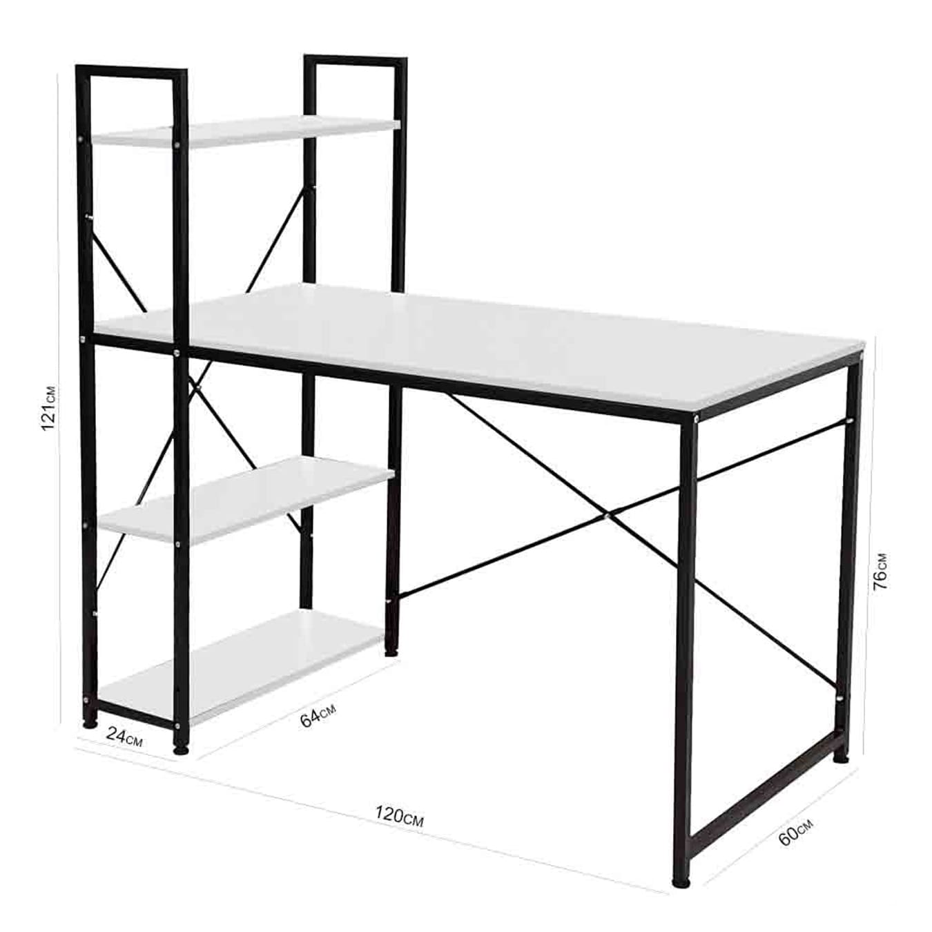 مكتب كمبيوتر خشبي مع رف كتب - طاولة دراسة حديثة ومتعددة الوظائف "562-14"