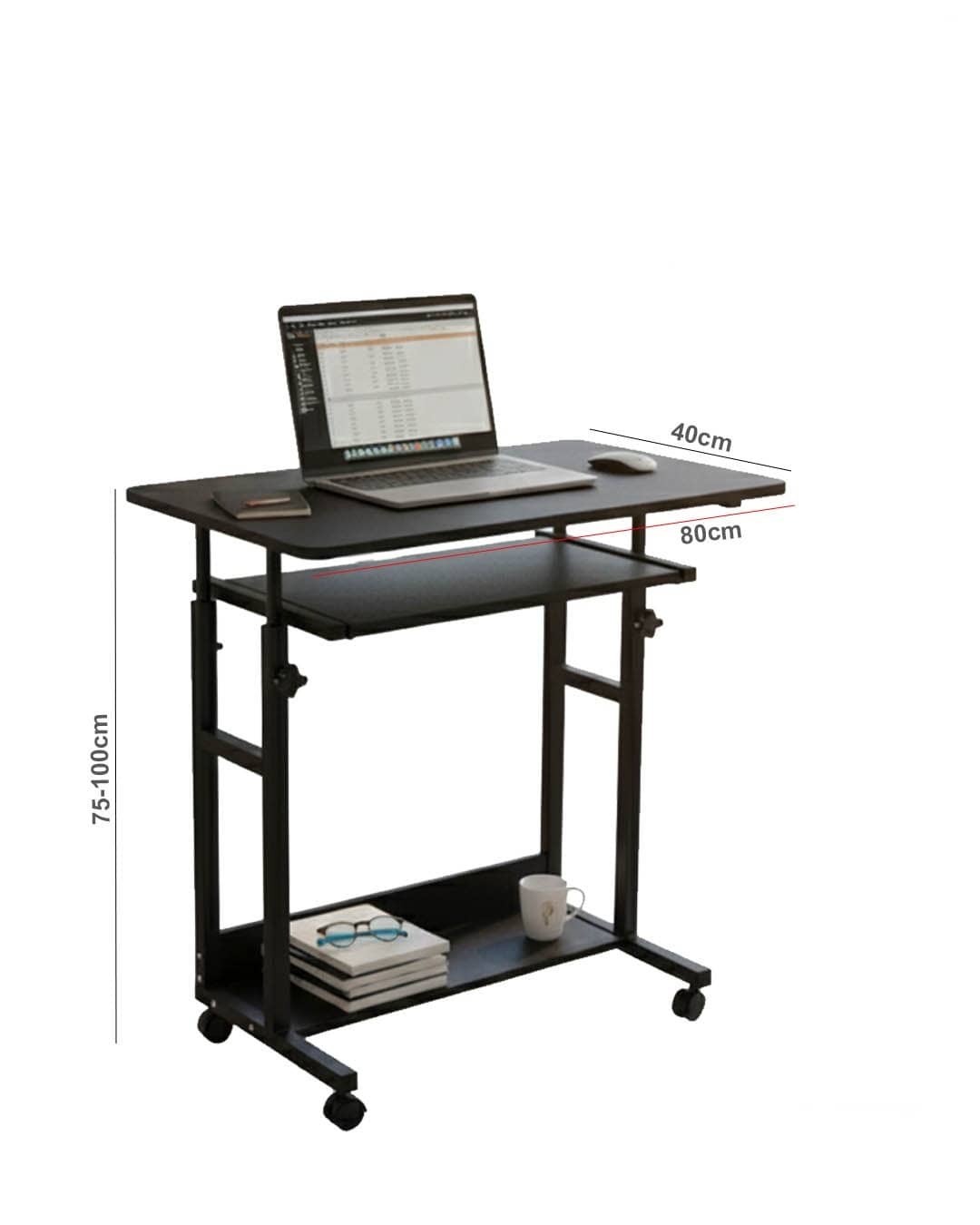 مكتب كمبيوتر محمول مريح وقابل لتعديل الارتفاع | طاولة كمبيوتر متحركة مع رف تخزين – 562-17