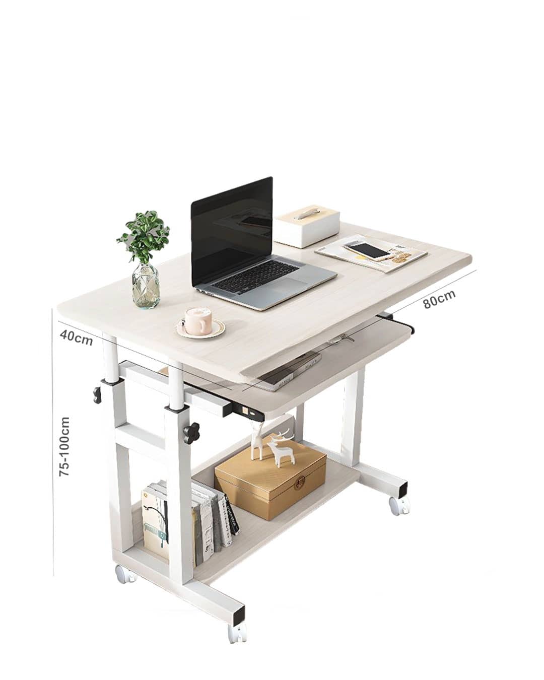 مكتب كمبيوتر محمول مريح وقابل لتعديل الارتفاع | طاولة كمبيوتر متحركة مع رف تخزين – 562-17