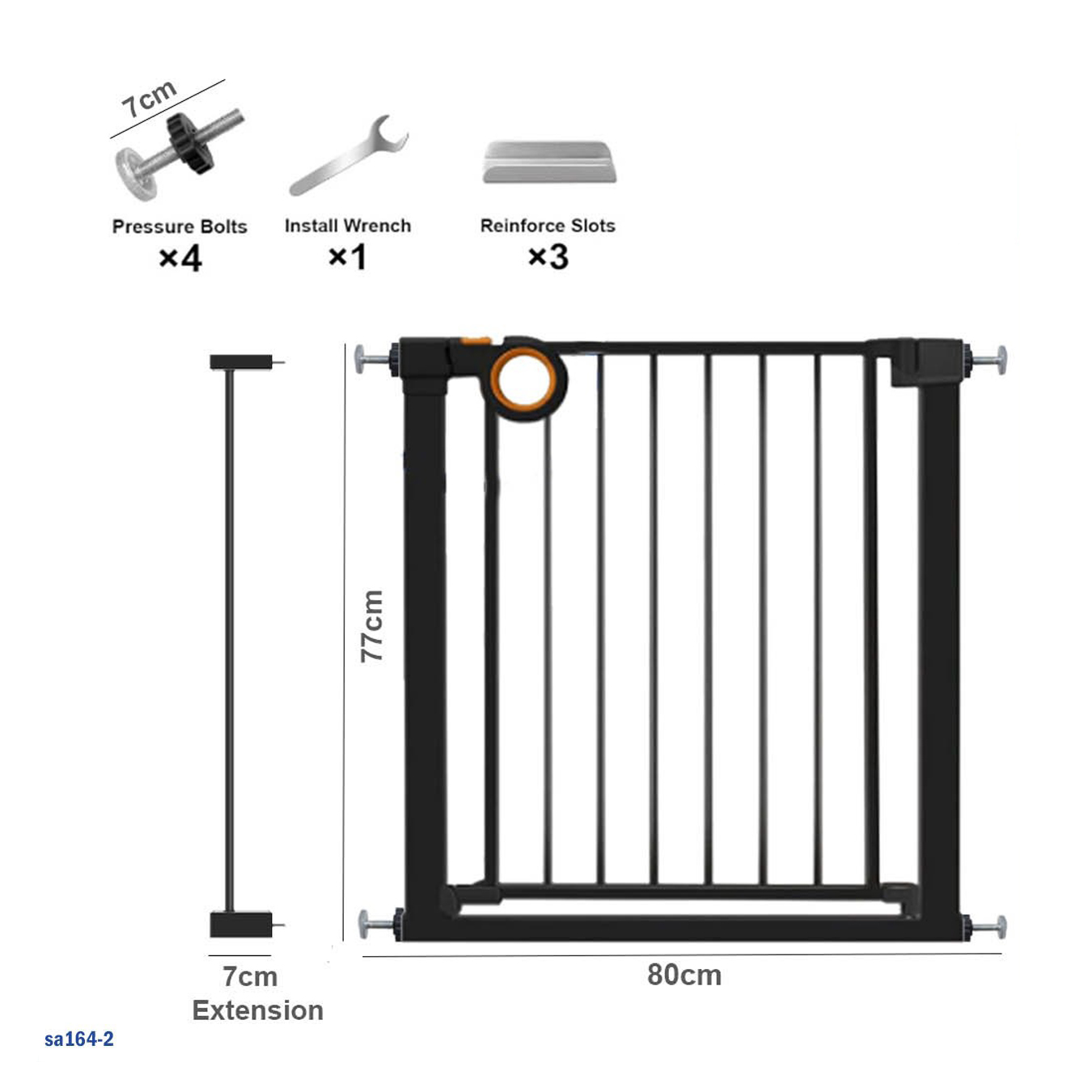 Metal Child Safety Gate with 7cm Extension "sa164-2"