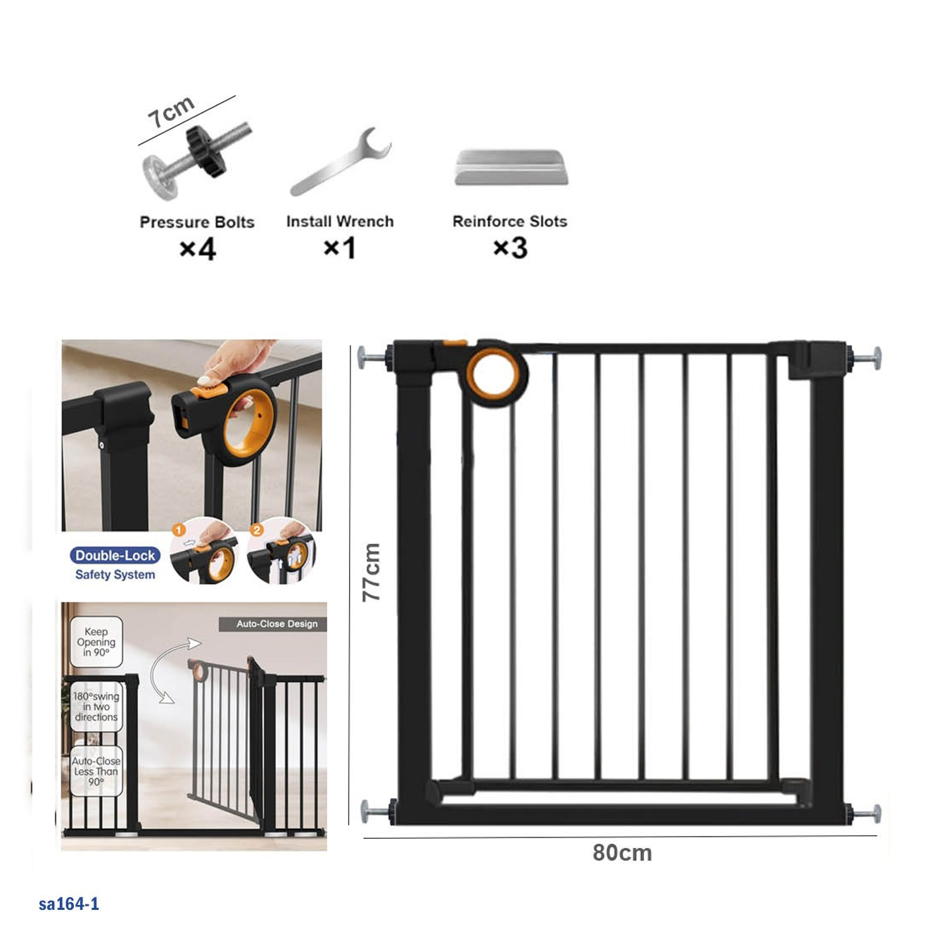 Metal Child Safety Gate with 14cm Extension "sa164-3"