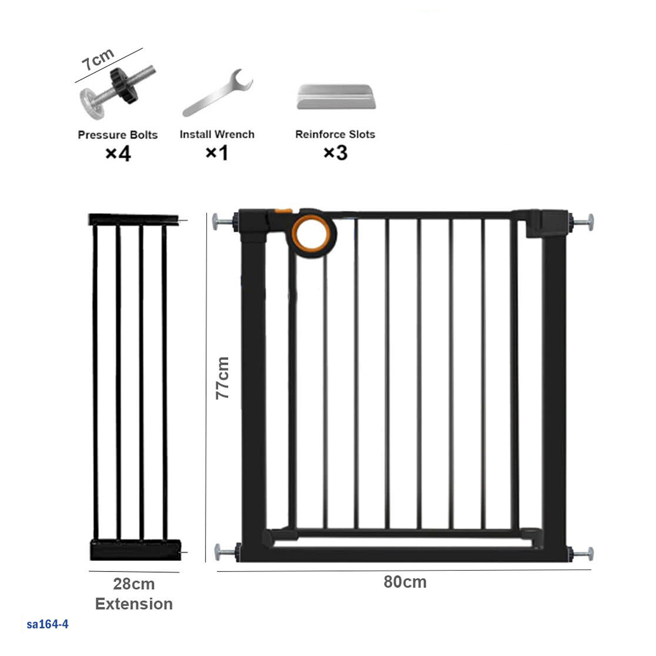 بوابة السلامة للأطفال المعدنية مع تمديد بقياس 28 سم "sa164-4"