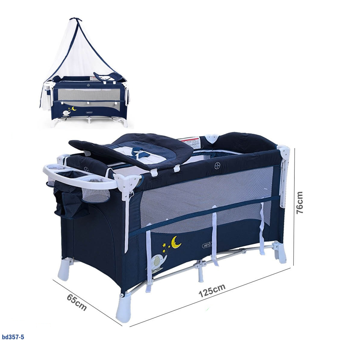 سرير أطفال 4 في 1 مع طاولة تغيير وشبكة ضد البعوض "bd357-5"