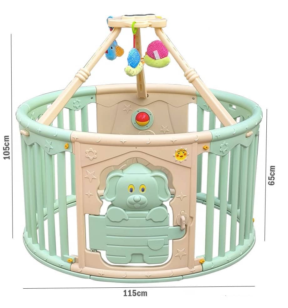 حظيرة لعب بلاستيكية متعددة الألوان للأطفال - شكل دائري مع ألعاب معلقة - ص 241-4