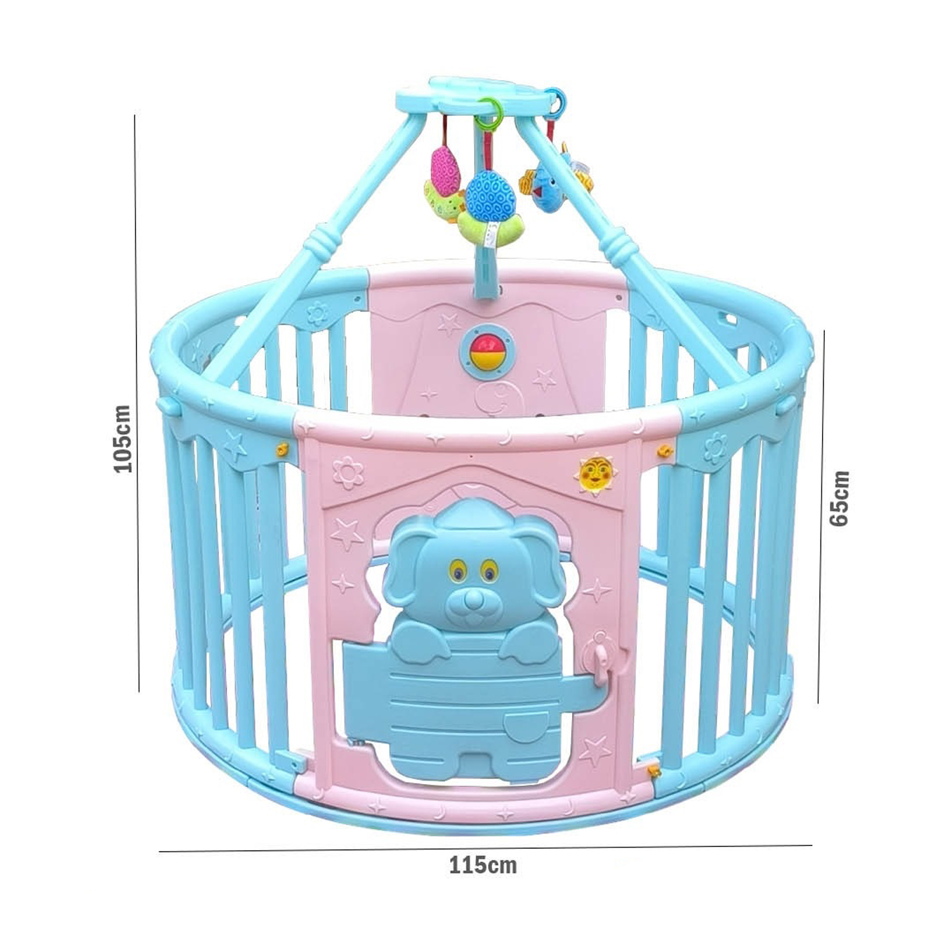 حظيرة لعب بلاستيكية متعددة الألوان للأطفال - شكل دائري مع ألعاب معلقة - ص 241-4