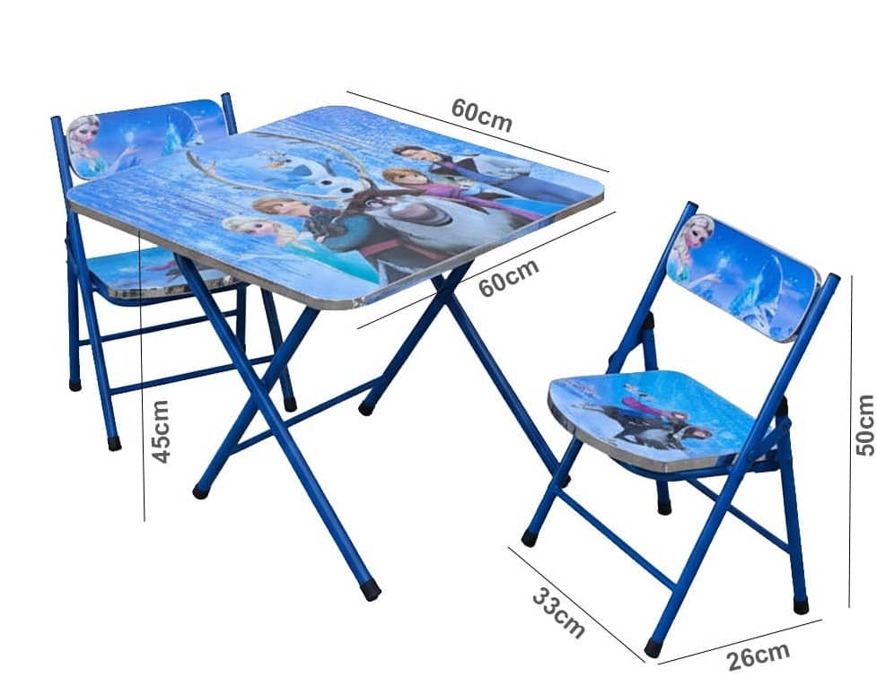 طاولة دراسة للأطفال بتصميم الأميرة وكرسيين | تصميم قابل للطي | النموذج: "ta426-5"