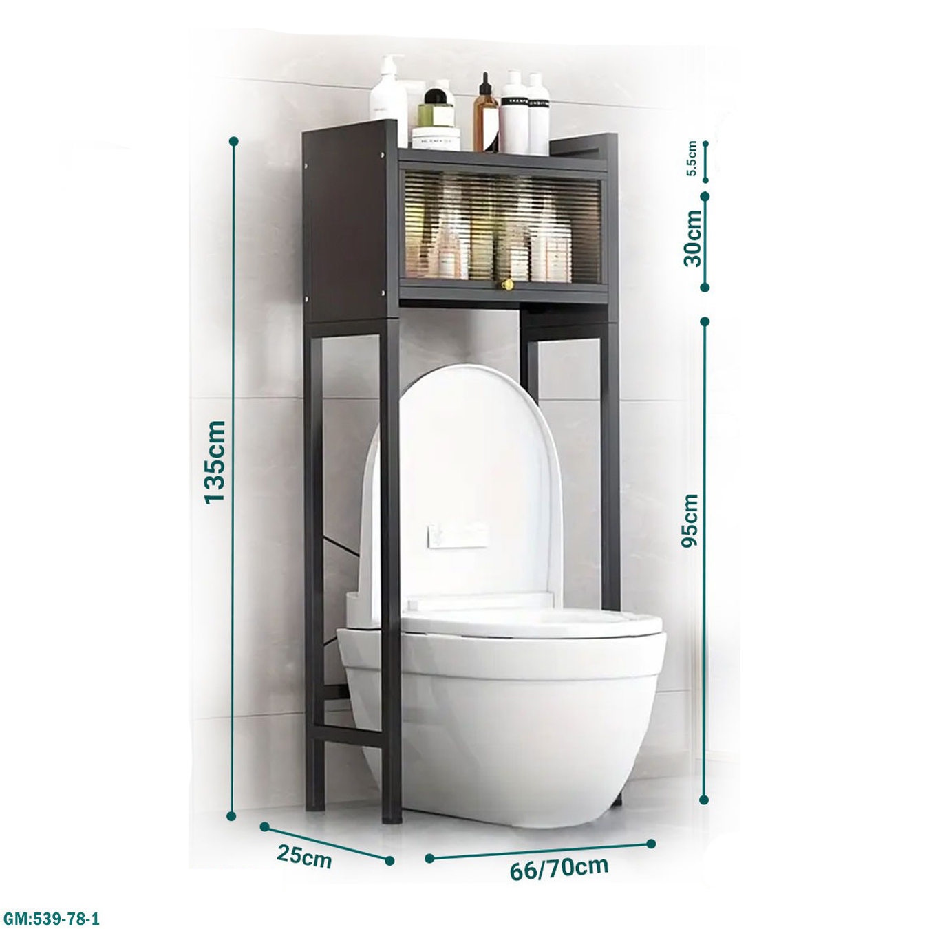 خزانة تخزين المرحاض، رف فوق المرحاض لتوفير المساحة في الحمام "539-78-1"