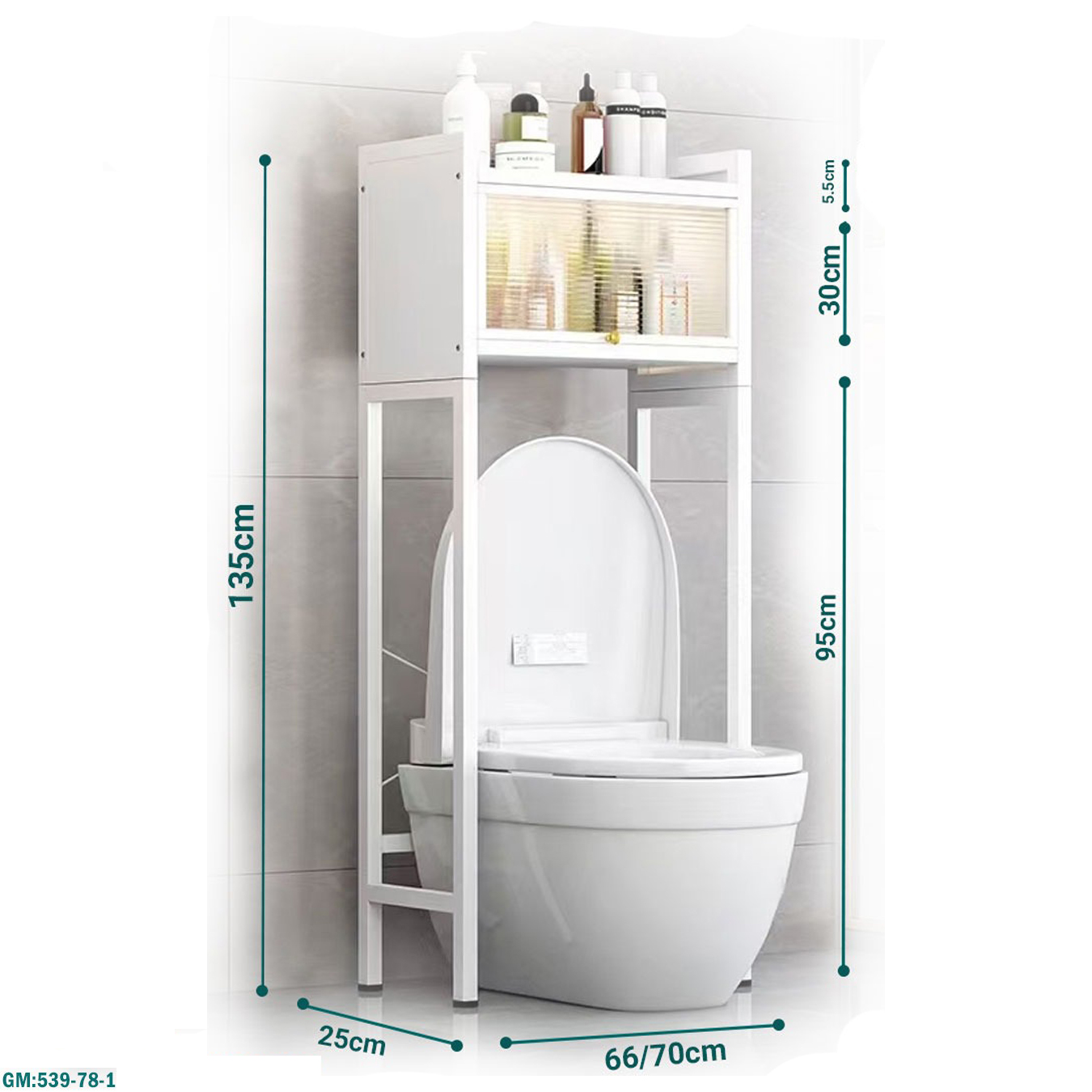 خزانة تخزين المرحاض، رف فوق المرحاض لتوفير المساحة في الحمام "539-78-1"