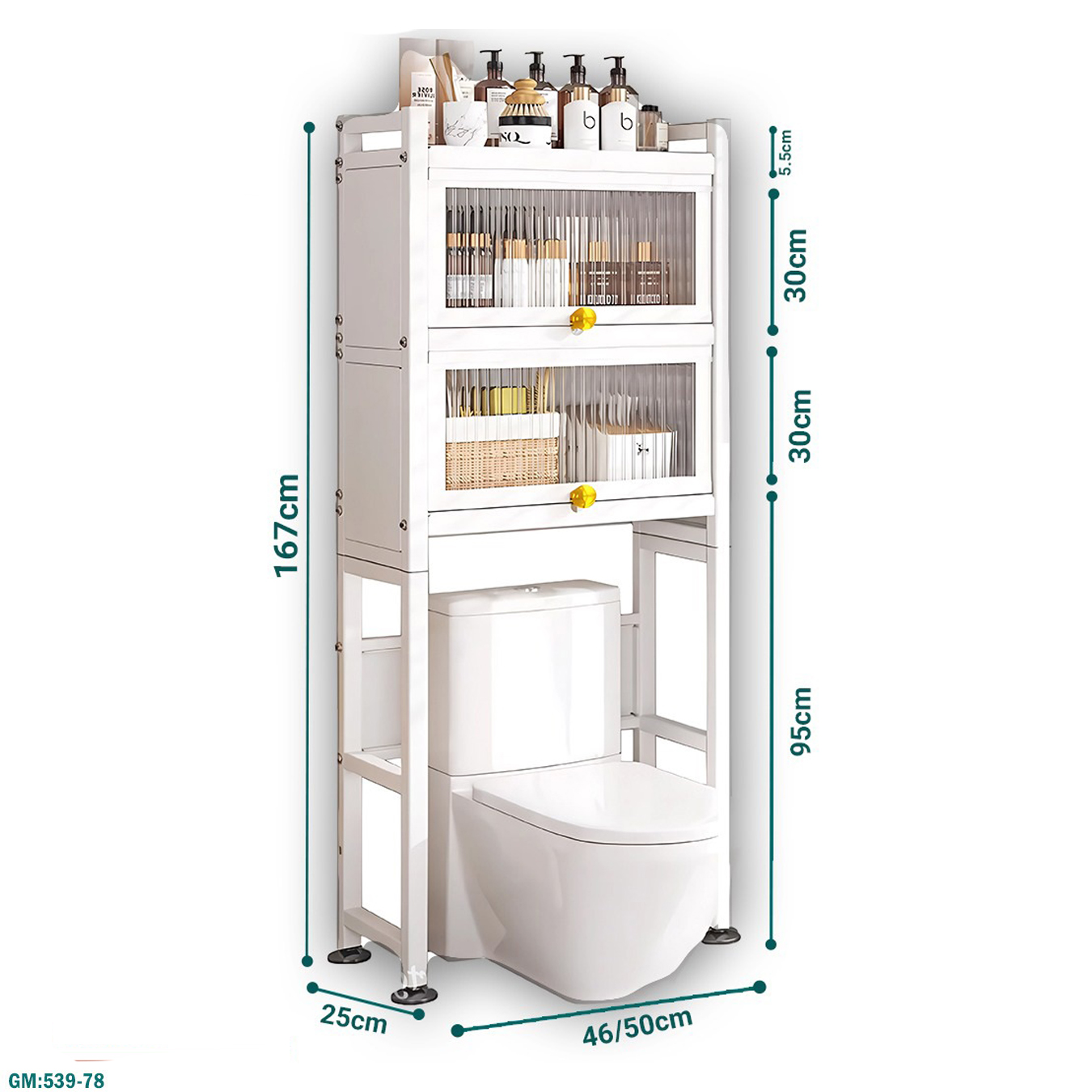 خزانة تخزين المرحاض، رف فوق المرحاض، حامل رفوف توفير مساحة المنظم الحمام "539-78"