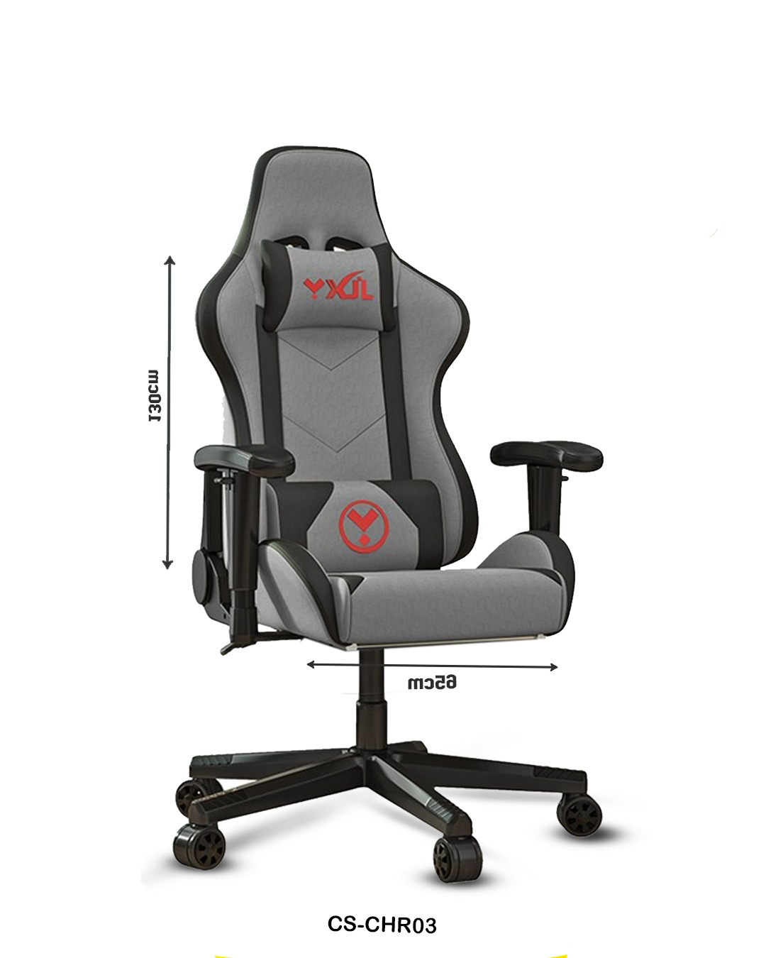 Ergonomic Gaming Chair with Footrest – Grey Fabric Design – Model "CS-CHR03"