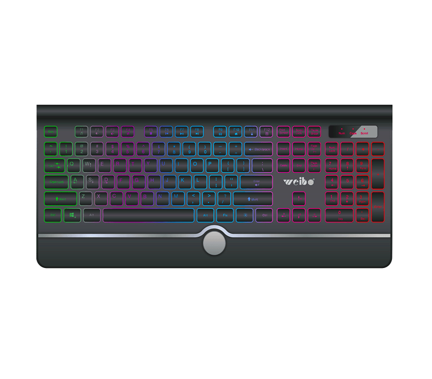 WB-580 Weibo RGB Wired Keyboard – Membrane, USB, English Layout