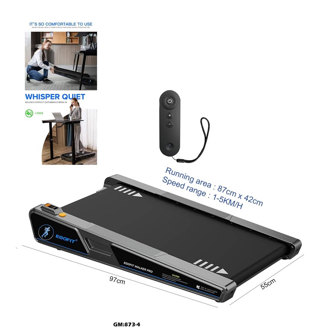 EGOFIT Walker Pro – Smart Under-Desk Treadmill for Home & Office Use "873-4"