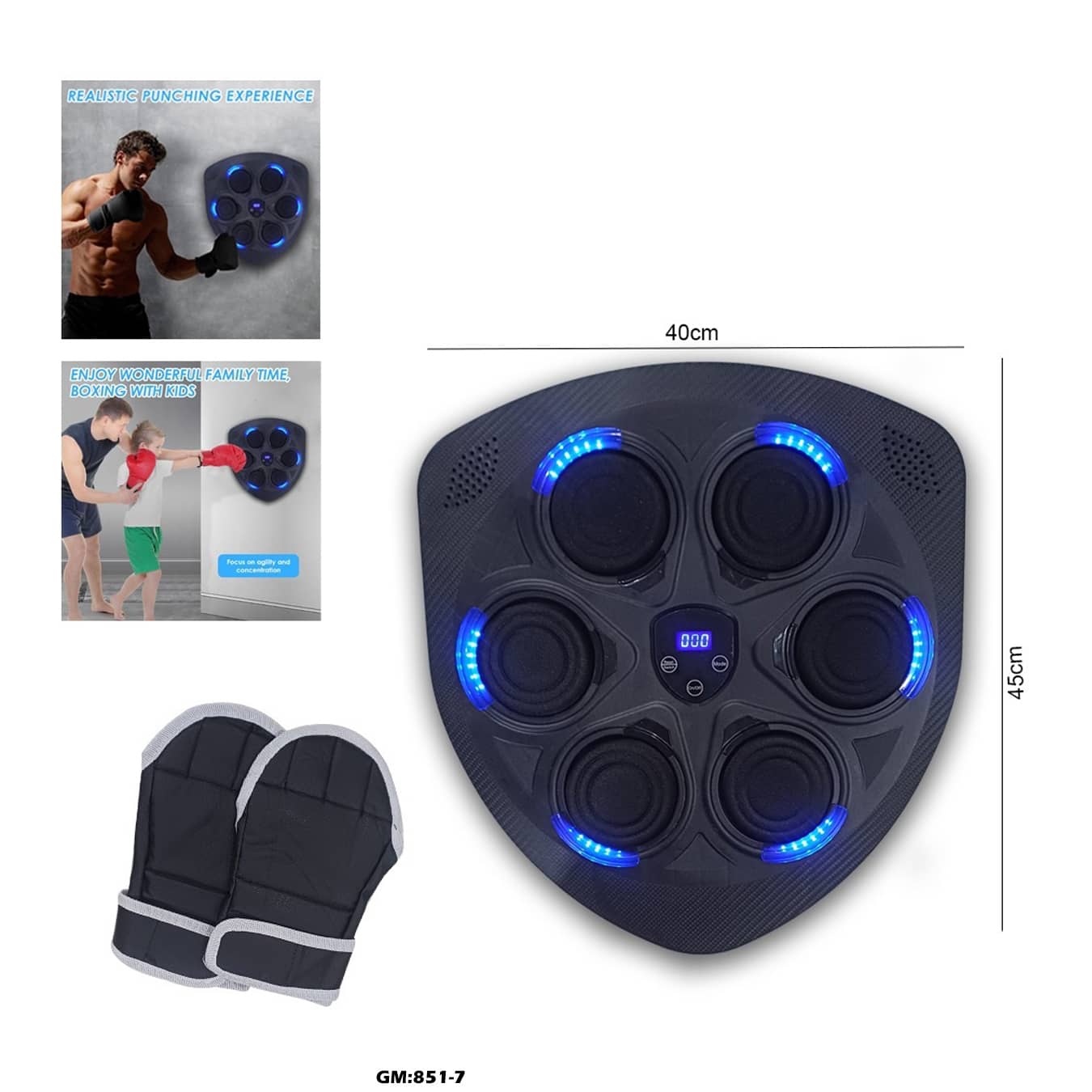 آلة الرياضة الذكية للملاكمة - عرض LED | واجهة الضرب الجدارية "851-7"