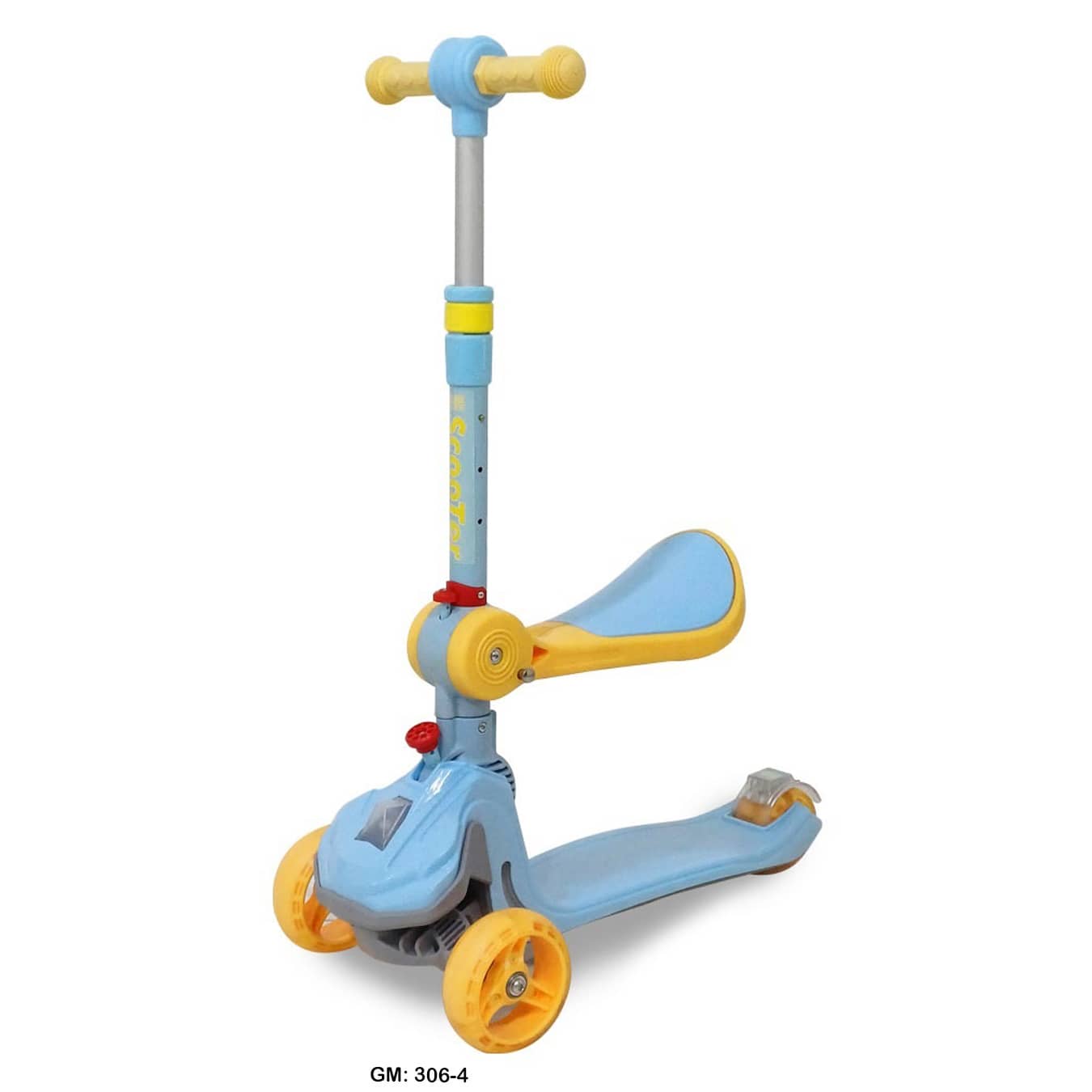 الدراجة الهوائية للأطفال قابلة للطي مع مقعد قابل للتعديل وعجلات LED | سكوتر ركل بثلاث عجلات "306-4"
