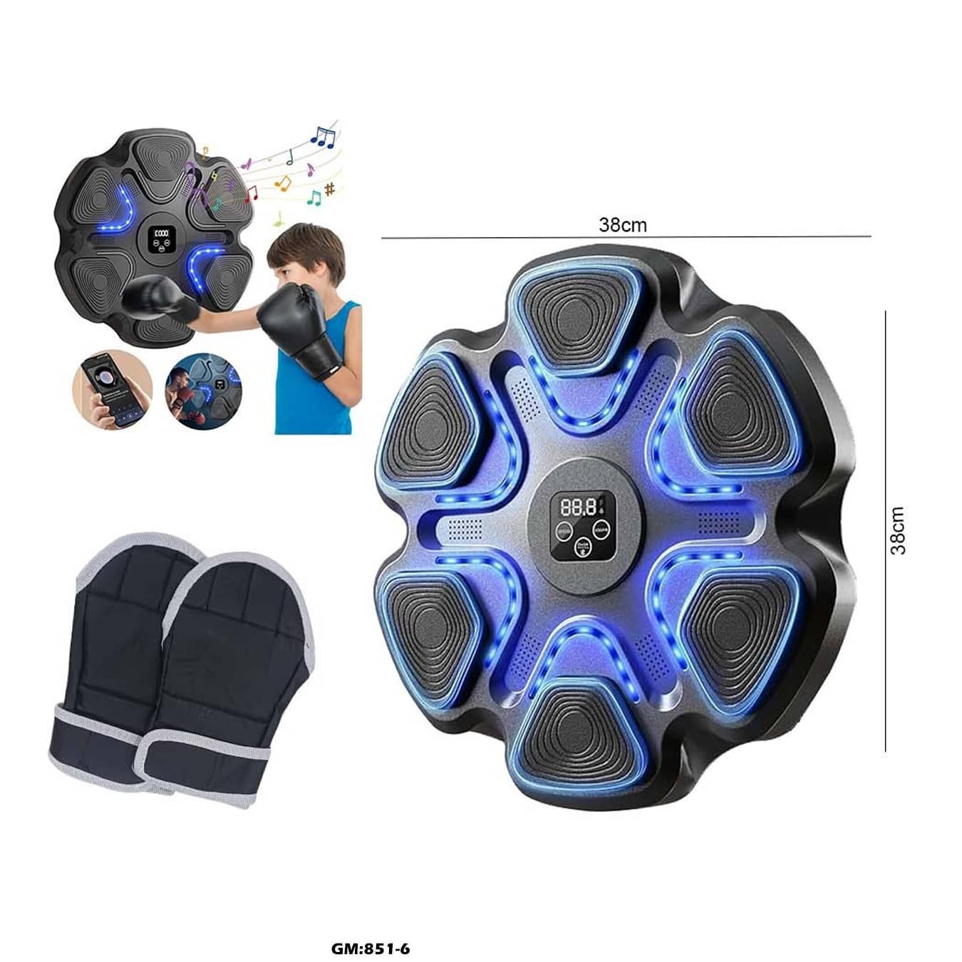 Intelligent Boxing Machine – Wall-Mounted Boxing Trainer with LED Display & Music | Interactive Punch Trainer for Kids & Adults "851-6"
