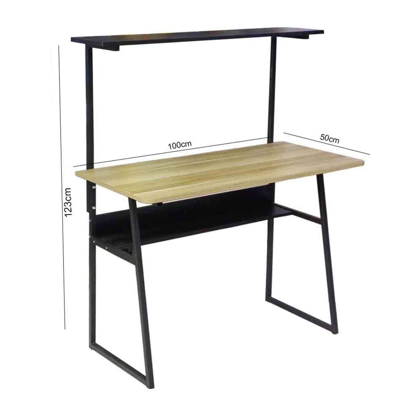 مكتب كمبيوتر مع رف للطابعة ورف للكتب | طاولة دراسة متعددة الأدوار | محطة عمل بأبعاد 100x50 سم "562-19"