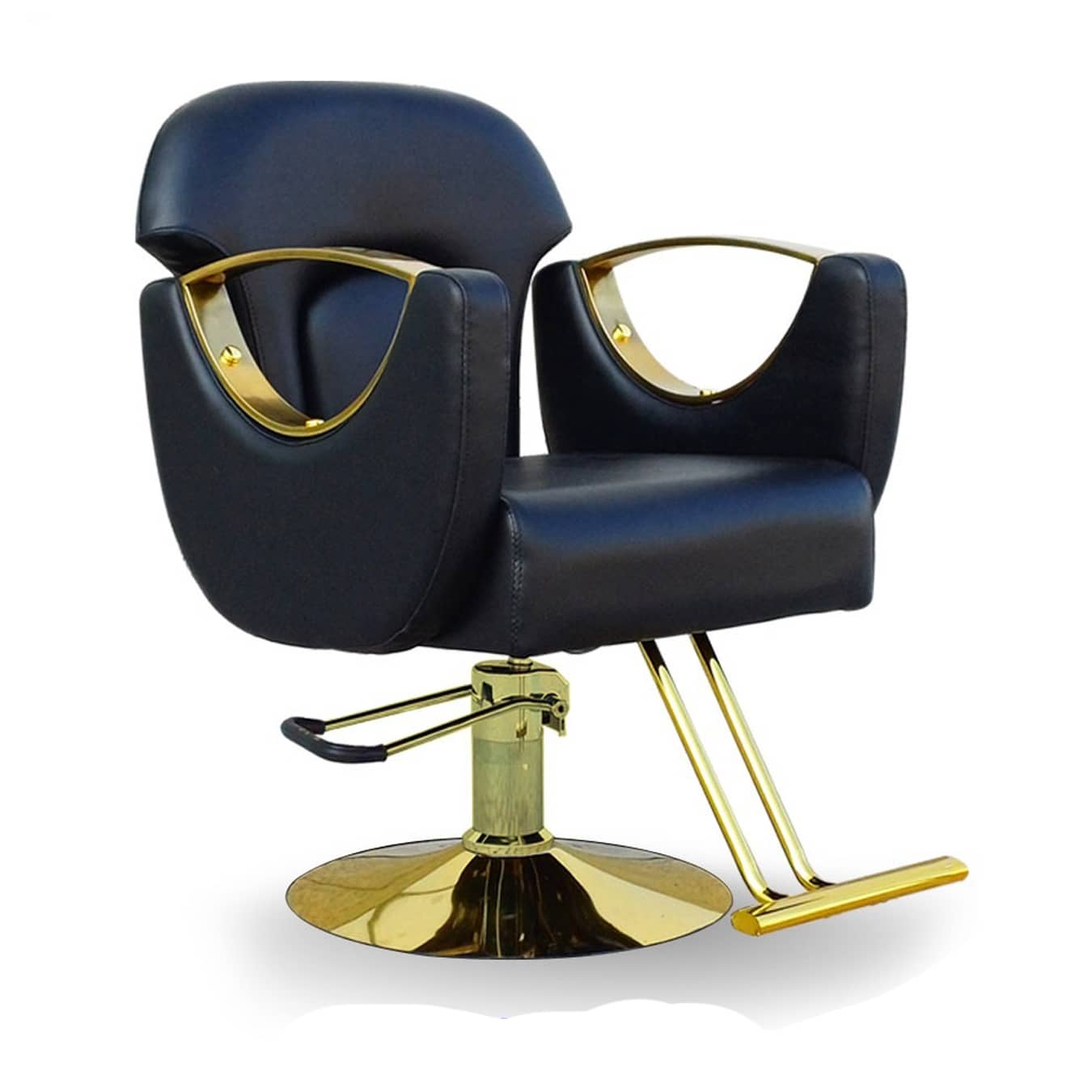 كرسي حلاقة فاخر بقاعدة ذهبية ومسند ذراع - دوران 360 درجة - "B63-CH087"