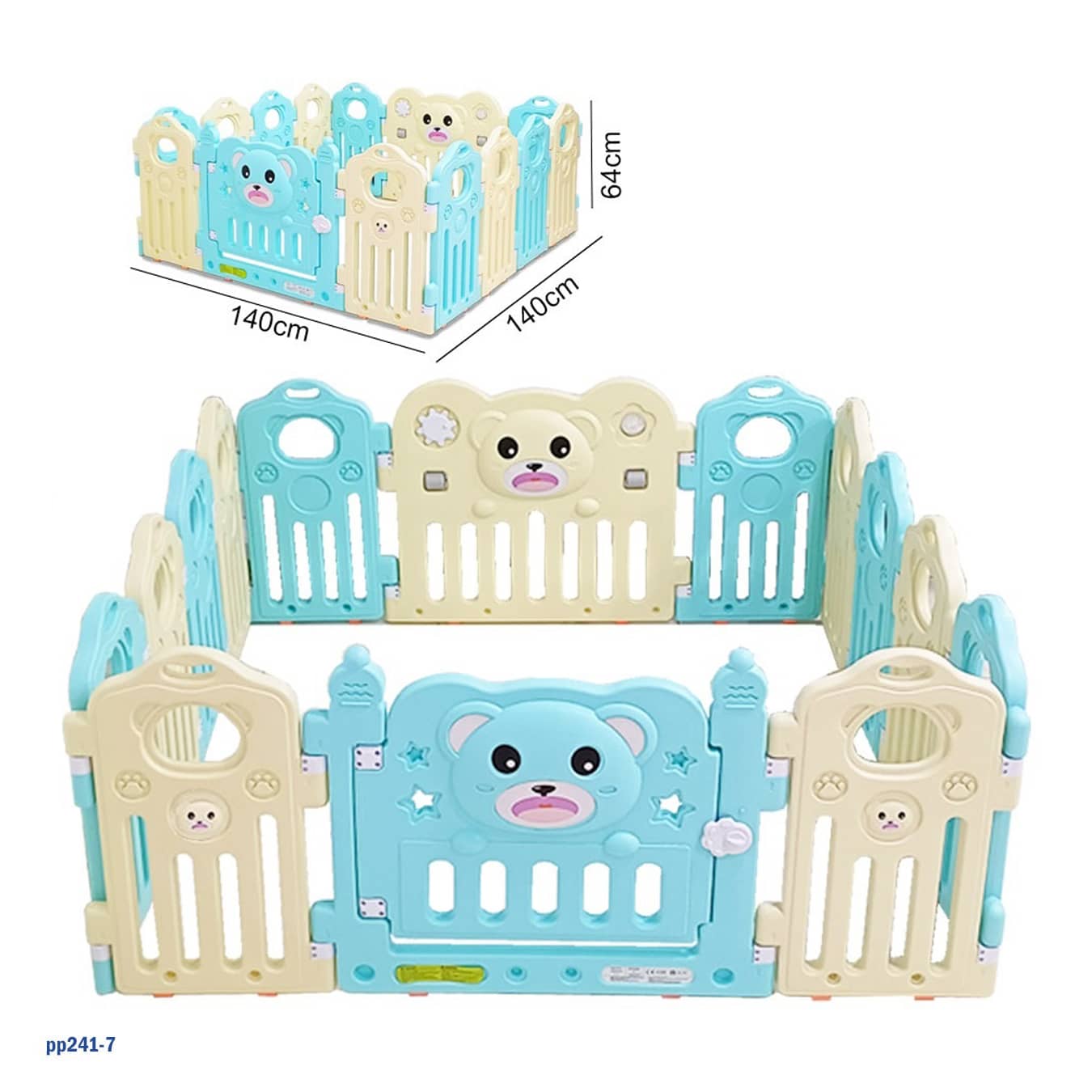 حوض لعب للأطفال من Besrey ببوابة سلامة - سياج قابل للطي من 14 لوحة - 140×140 سم - "pp241-7"