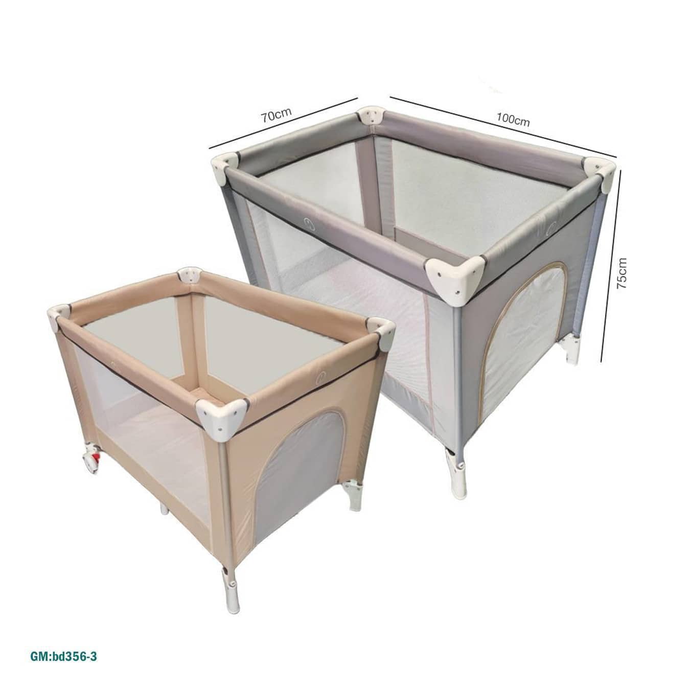 Foldable Baby Playpen Travel Crib with Mesh Sides "bd356-3"