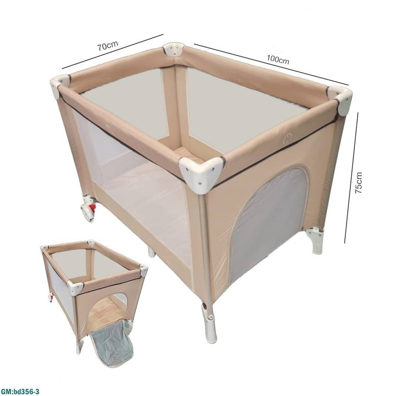 Foldable Baby Playpen Travel Crib with Mesh Sides "bd356-3"