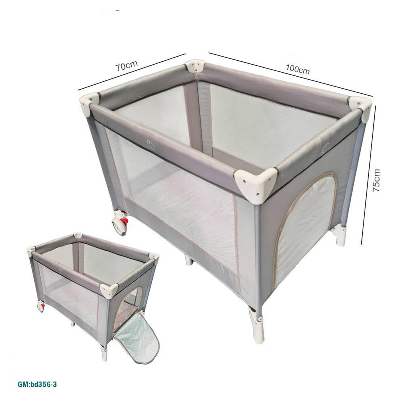 Foldable Baby Playpen Travel Crib with Mesh Sides "bd356-3"