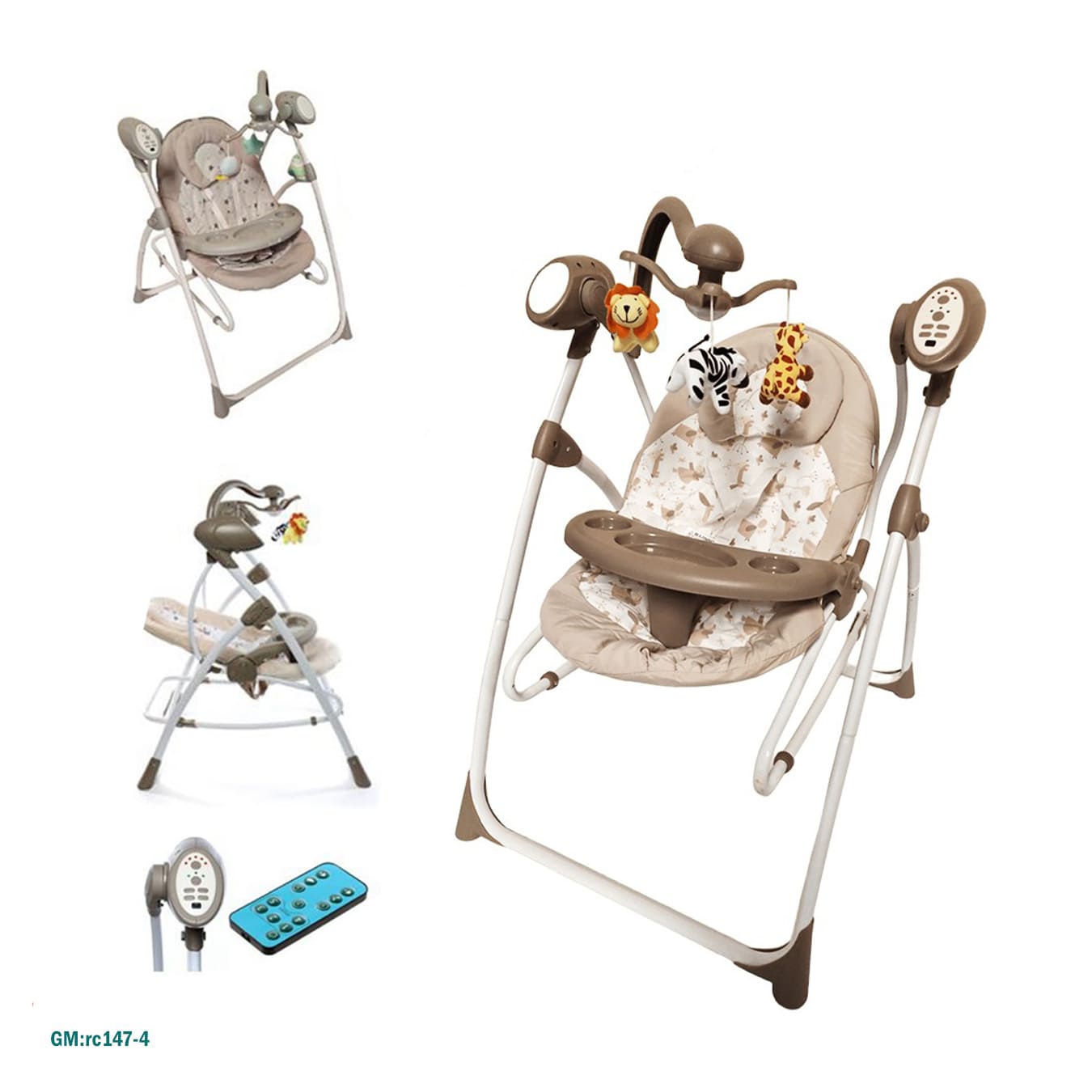 كرسي هزاز للأطفال 2 في 1 كهربائي مع جهاز تحكم عن بعد ولعب - "rc147-4"