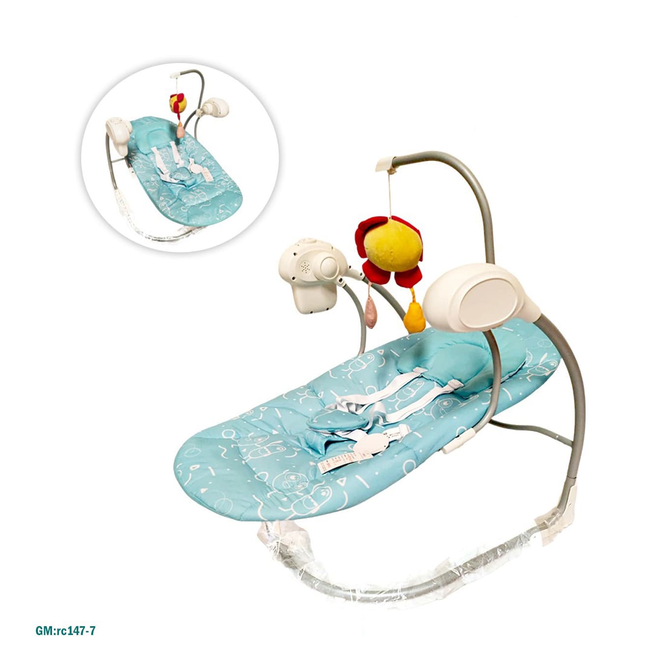 كرسي أرجوحة كهربائي للأطفال مع دمى من البلش ومقعد ناعم - "rc147-7"