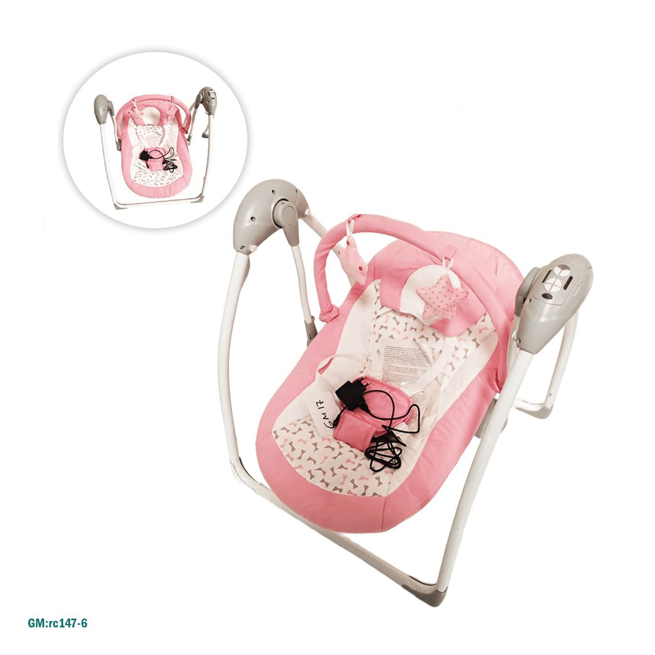 كرسي تأرجح كهربائي للأطفال مع وسادة ناعمة وألعاب معلقة - "rc147-6"