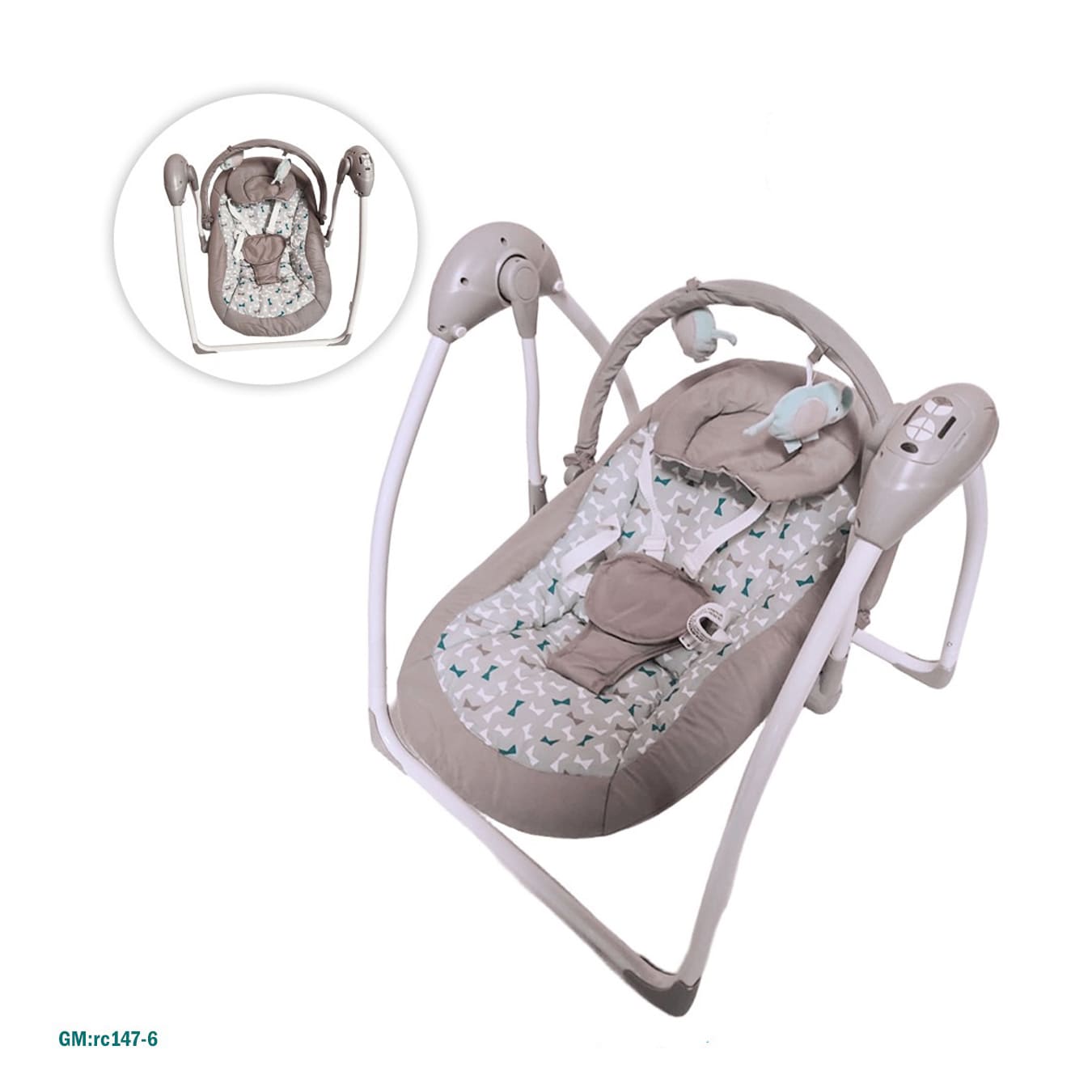 كرسي تأرجح كهربائي للأطفال مع وسادة ناعمة وألعاب معلقة - "rc147-6"