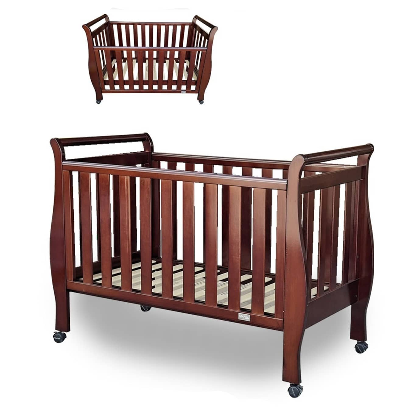 Wooden Baby Cot with Wheels – Suitable for 0–2 Years  "bd358-9"