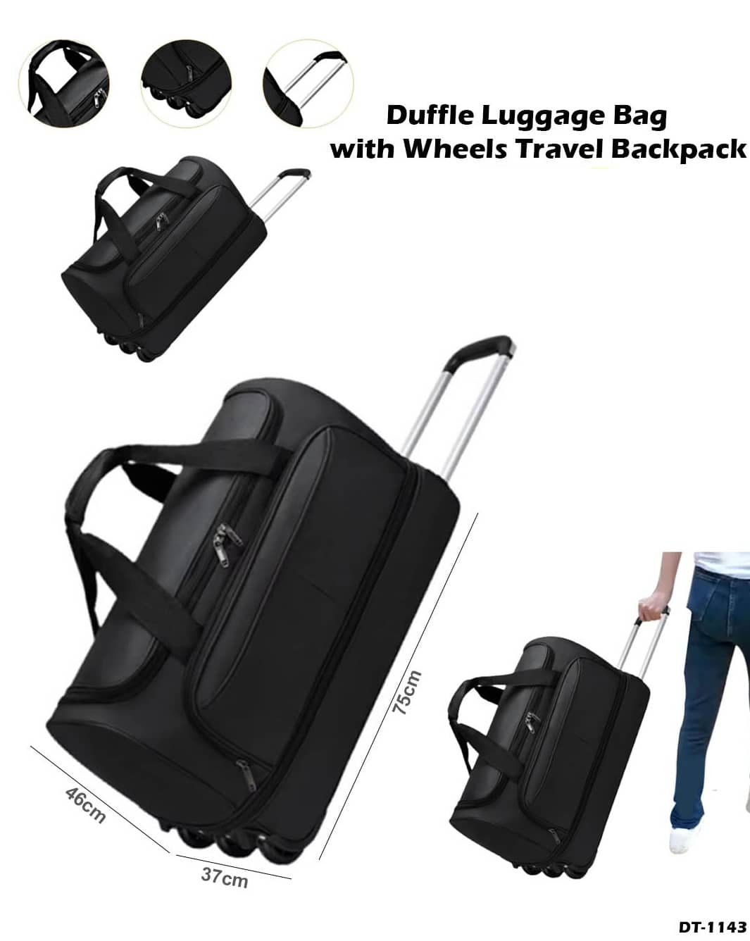 duffle luggage bag with  wheels travel backpack"dt-1143"