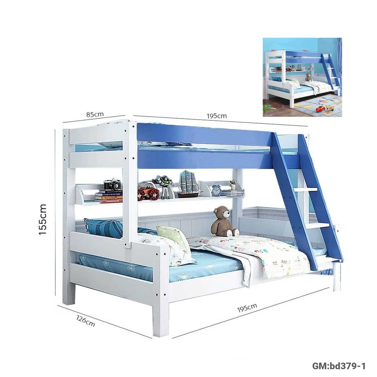 Children  Wooden  Double Bunk Bed "bd367-3"