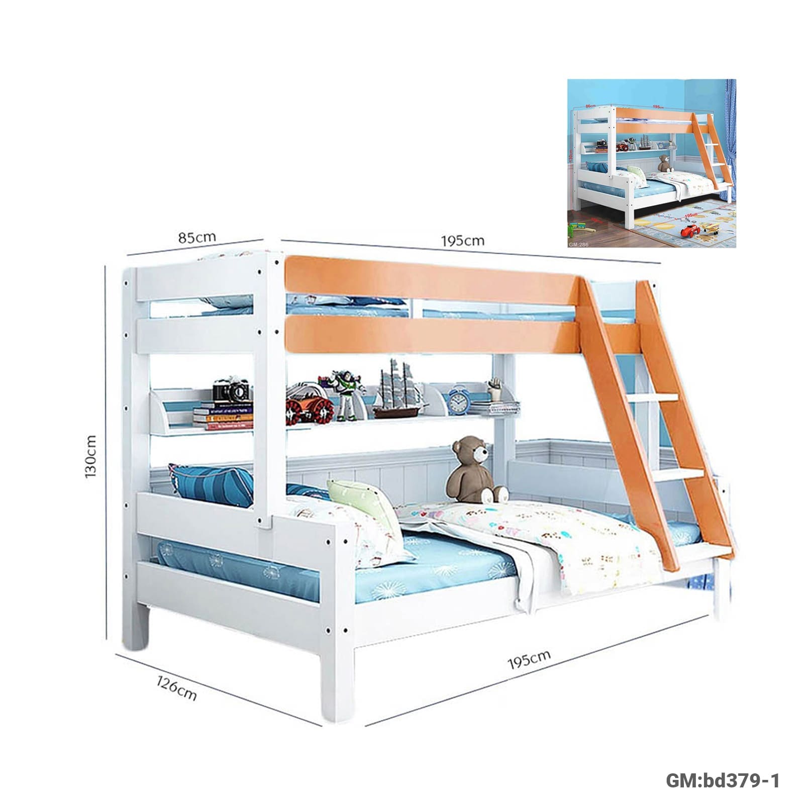 Children  Wooden  Double Bunk Bed "bd367-3"