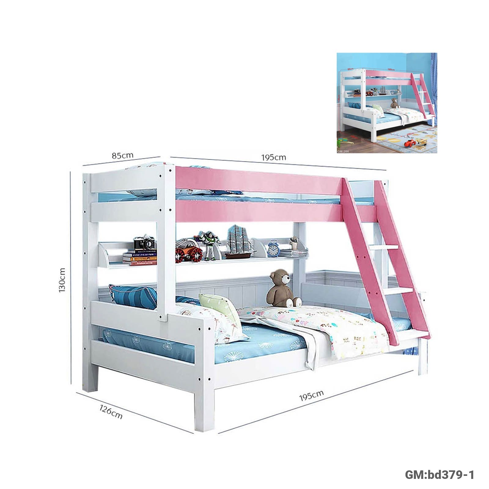 Children  Wooden  Double Bunk Bed "bd367-3"