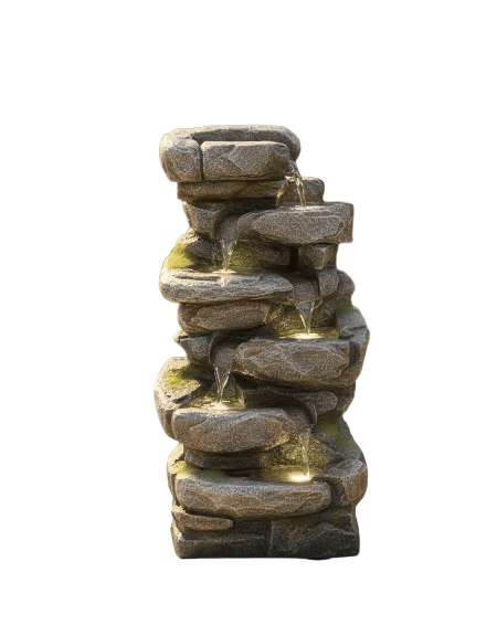 floor rock waterfall fountain with led lights for home garden "8700"