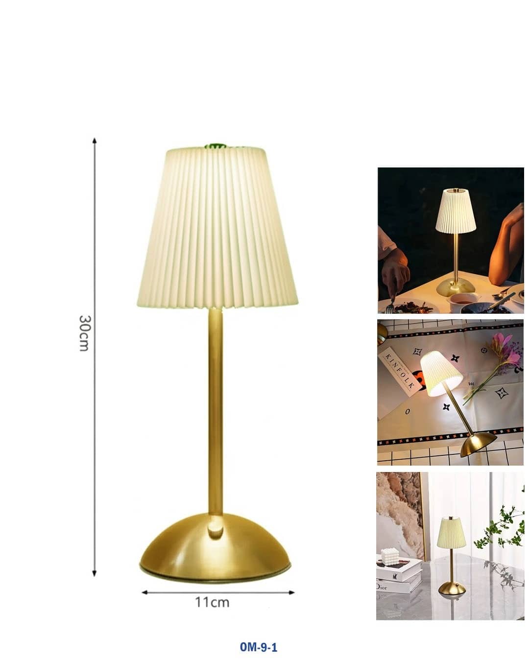 LED Desk Lamp with Pleated Shade – Touch Control, 3 CCT "om-9-1"