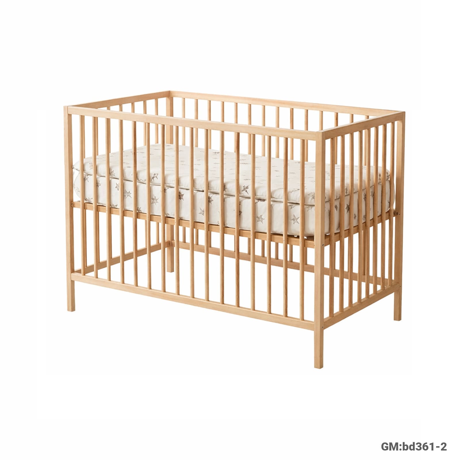 سرير أطفال خشبي - تصميم كلاسيكي بشظف الخشب "bd361-2"