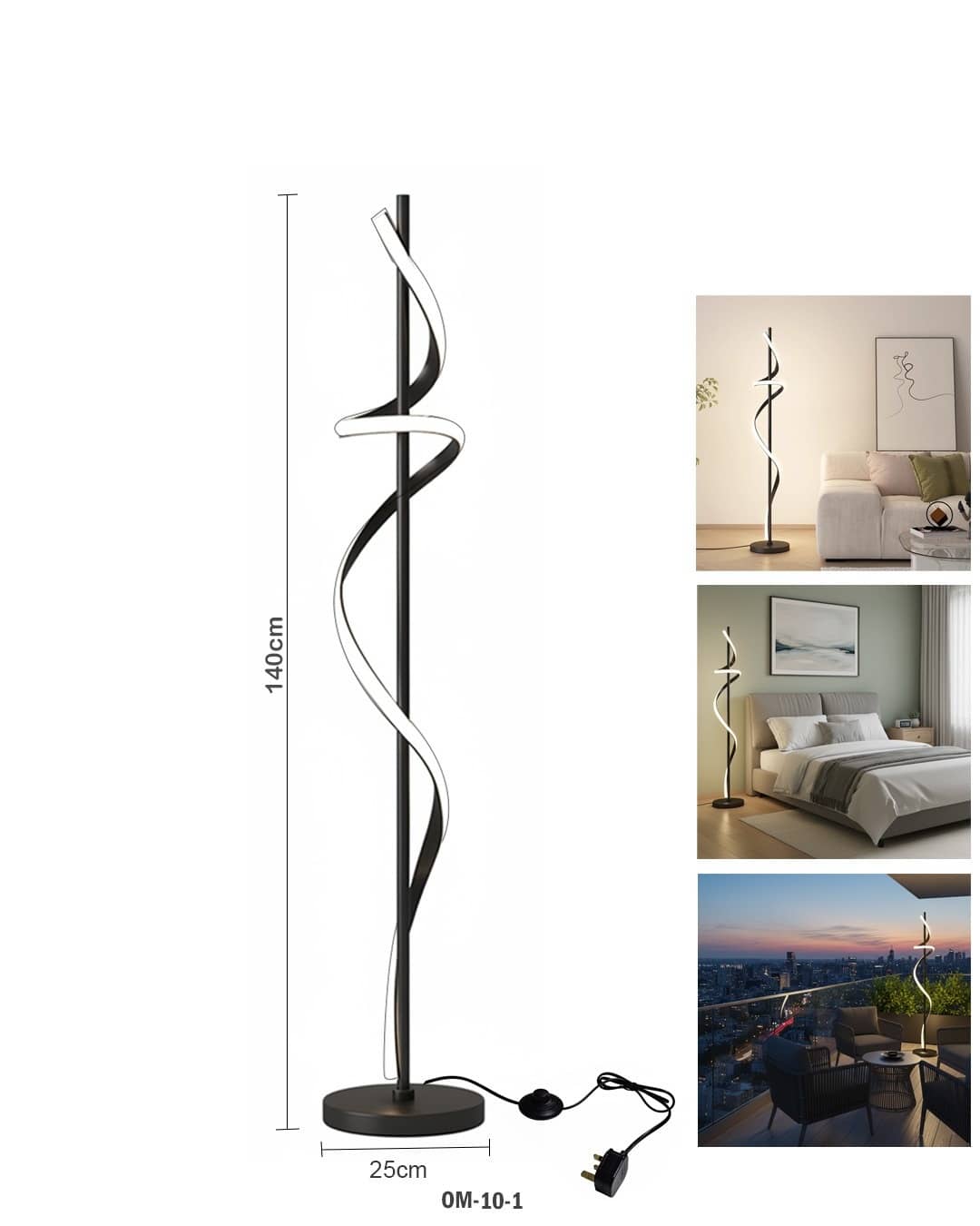 Bedside LED Floor Nordic Lamp – Minimalist Spiral Vertical Design (Model OM-10-1)