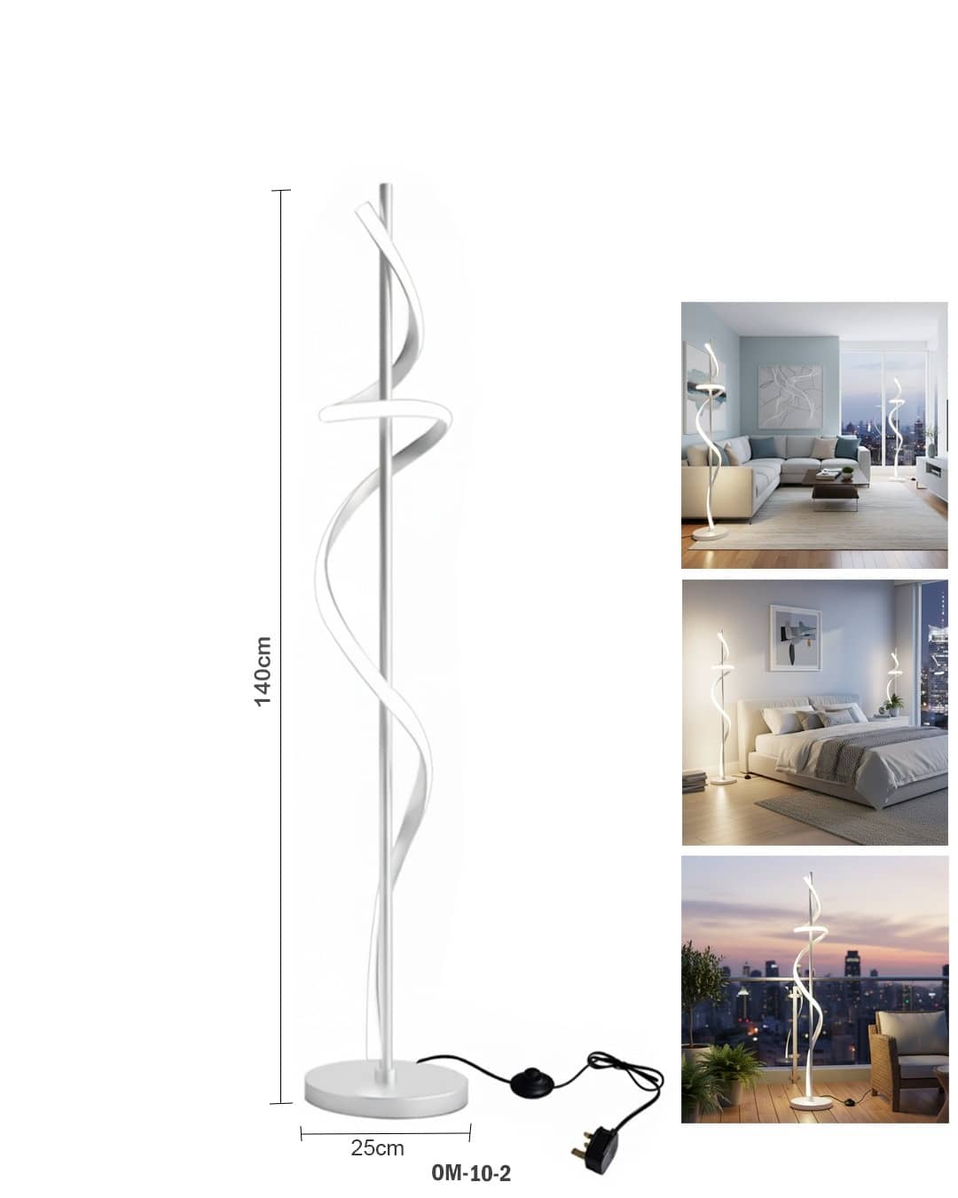 Bedside LED Floor Nordic Lamp – Minimalist Spiral Vertical Design (Model OM-10-2)