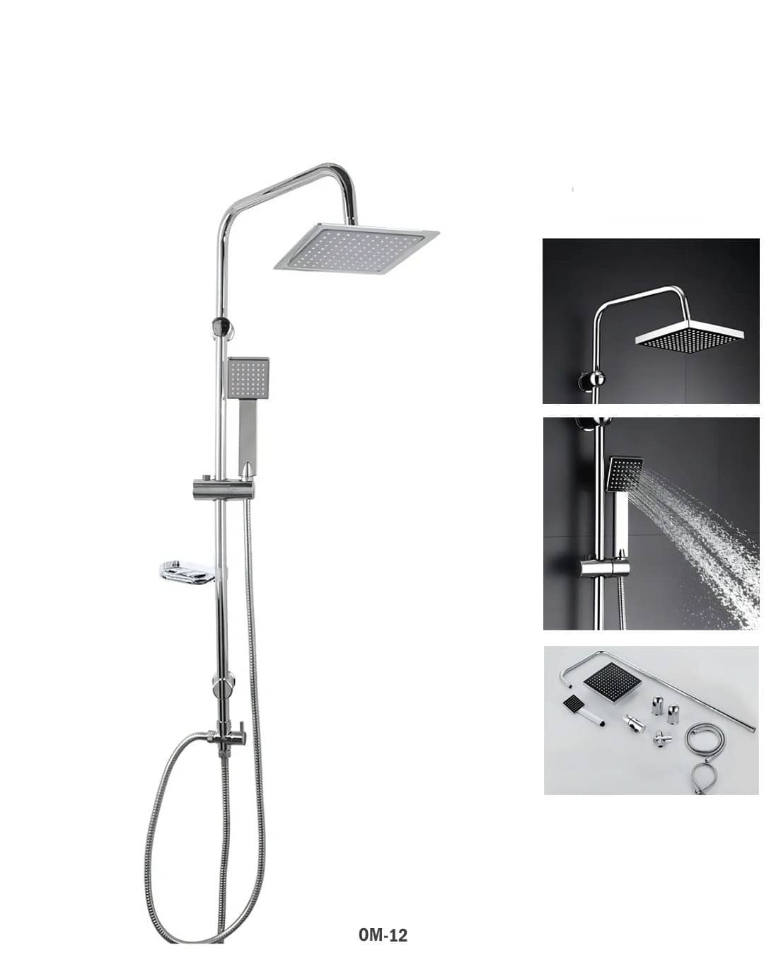 Bathroom Rainfall Shower Set – Modern Overhead Shower with Handheld Sprayer (Model OM-12)