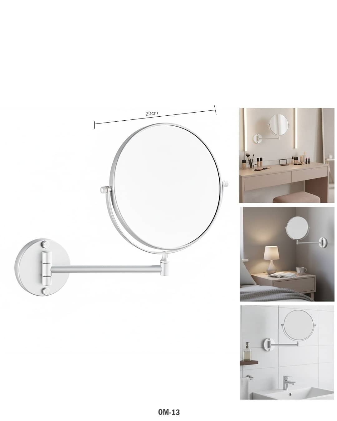 مرآة جمال قابلة للطي على حائط - مرآة مزدوجة الجوانب (الموديل OM-13)