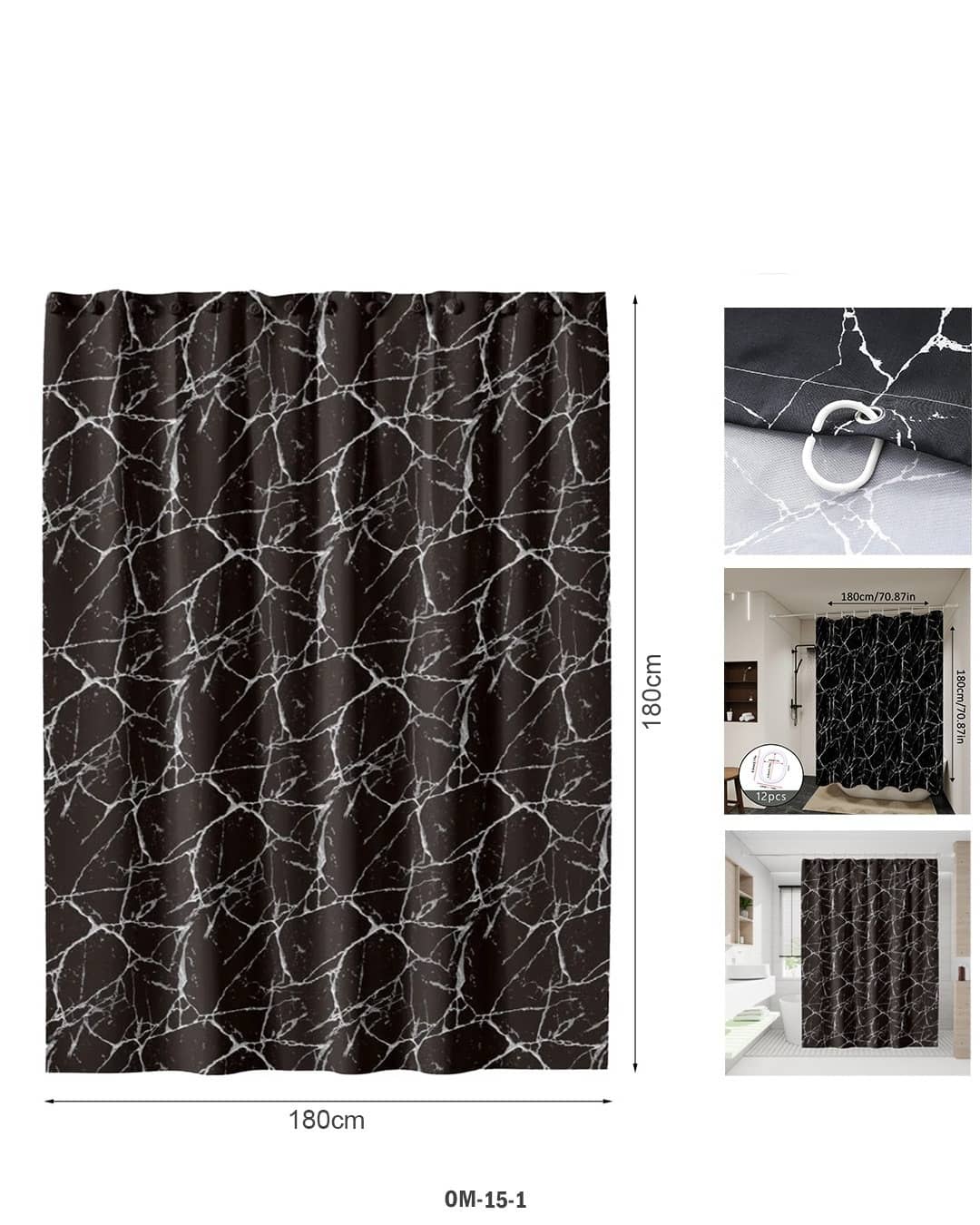 ستارة تقسيم الحمام - نمط رخامي حديث ستارة مقاومة للماء (الطراز OM-15-1)