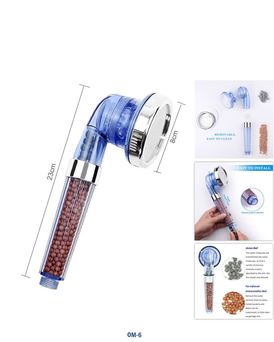 رأس دش بمرشح أيوني قابل للإزالة "OM-6"