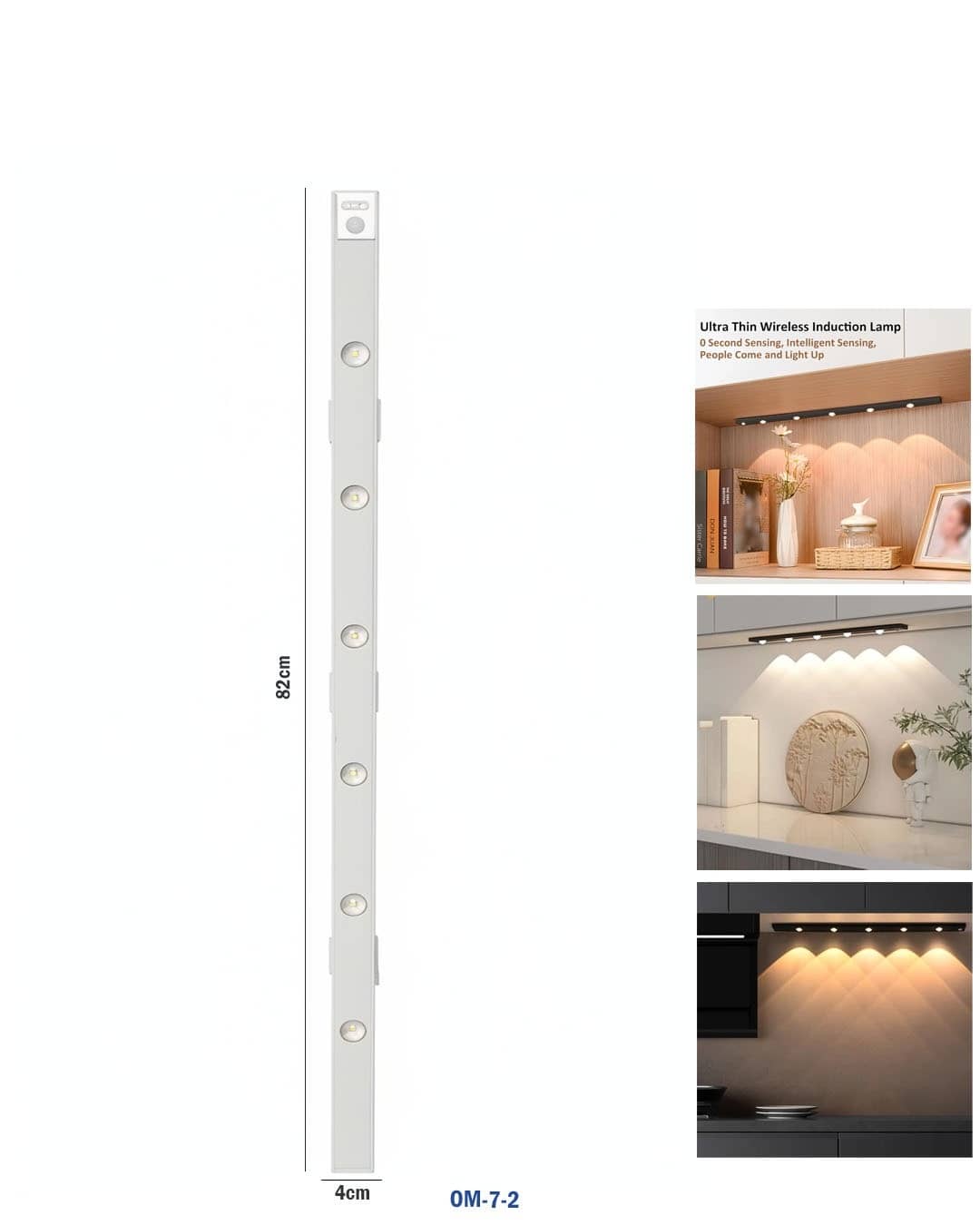 الضوء الذكي للخزانة - شريط LED قابل لإعادة الشحن بمستشعر الحركة (النموذج OM-7-2)