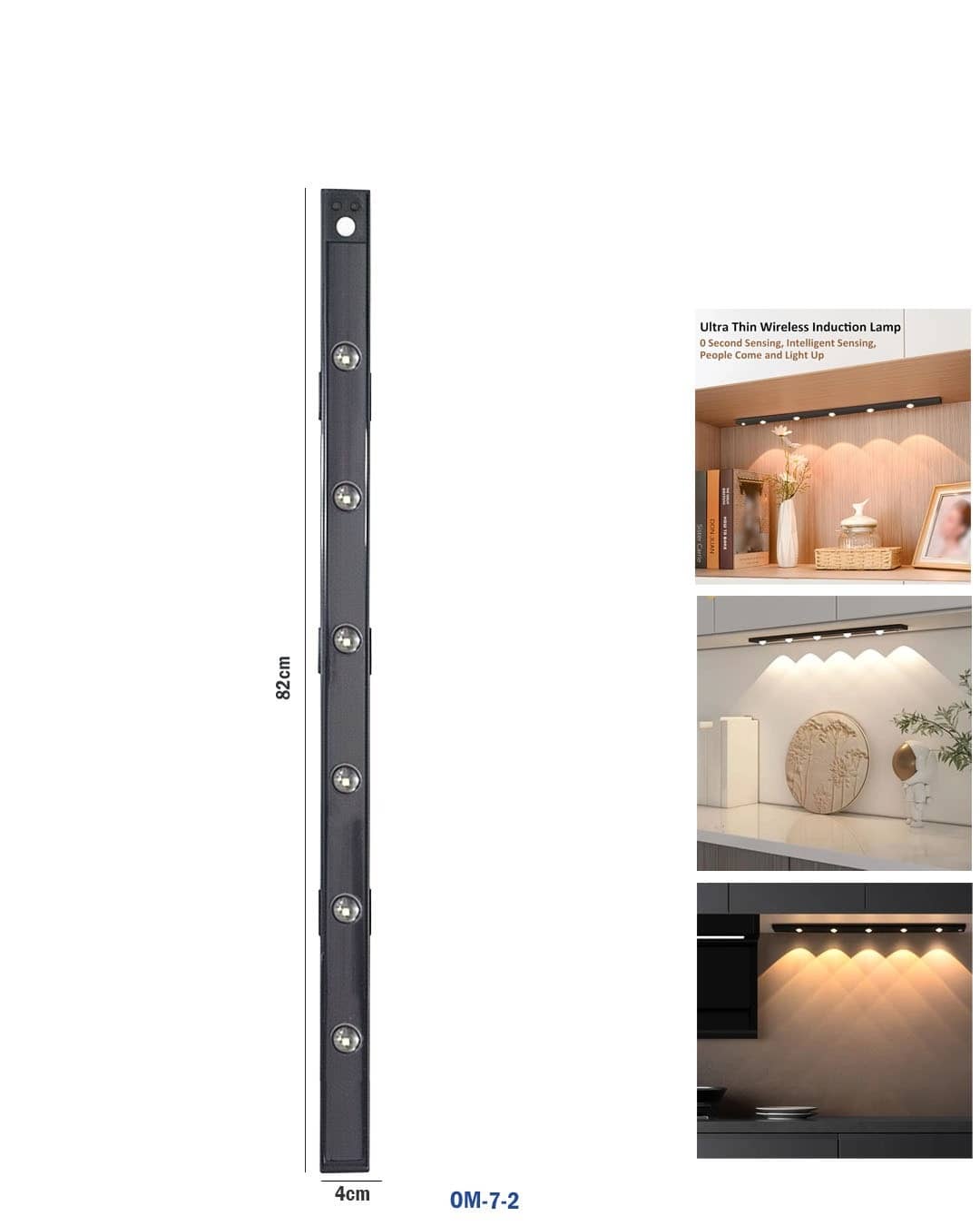 الضوء الذكي للخزانة - شريط LED قابل لإعادة الشحن بمستشعر الحركة (النموذج OM-7-2)