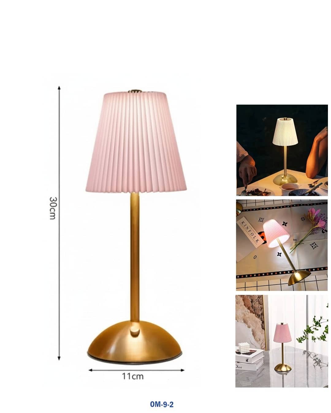 LED Desk Lamp with Pleated Shade – Touch Control, 3 CCT "om-9-2"