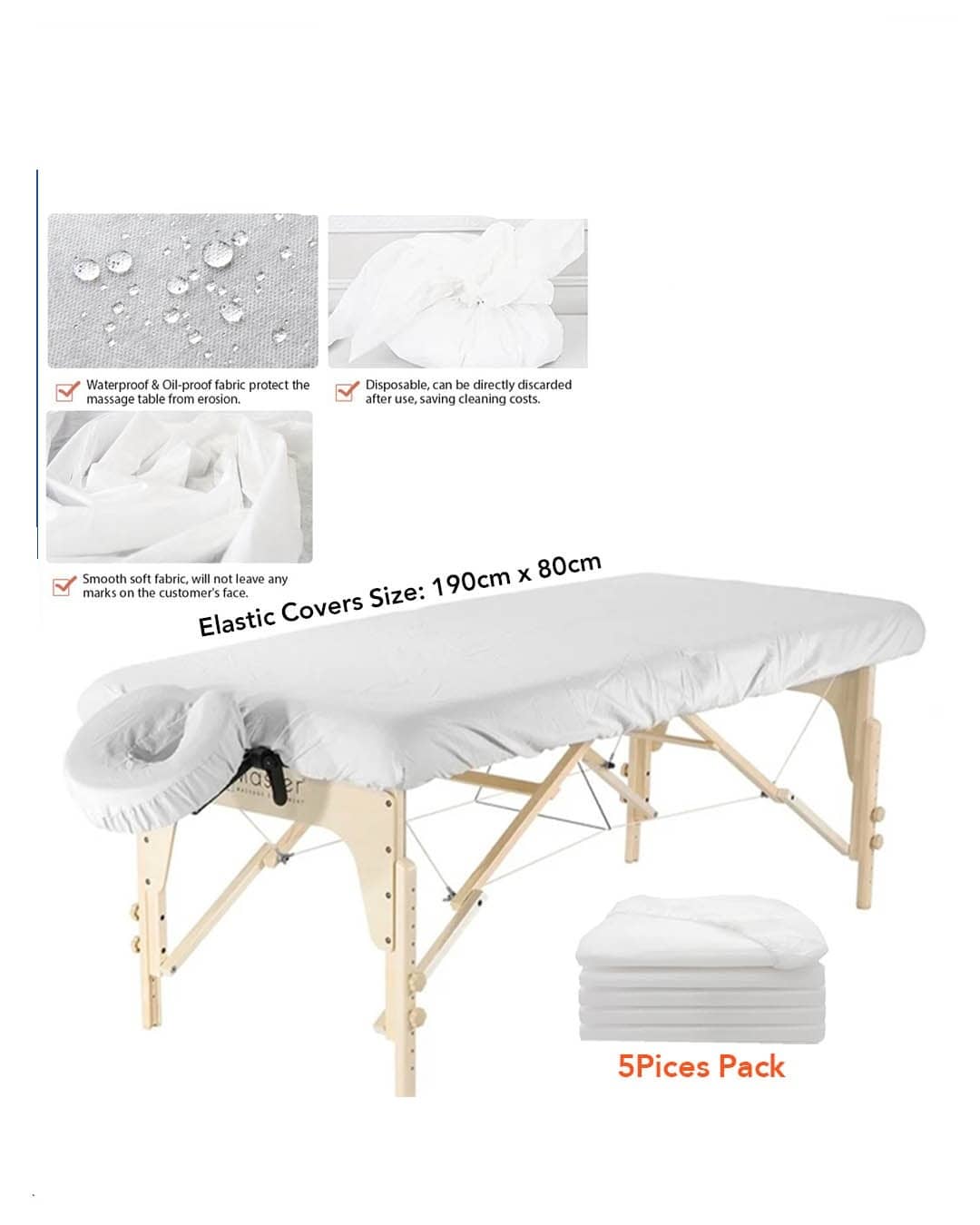 5 قطع من أغطية سرير العناية ووسادة الرأس القابلة للتصرف - AM353-4