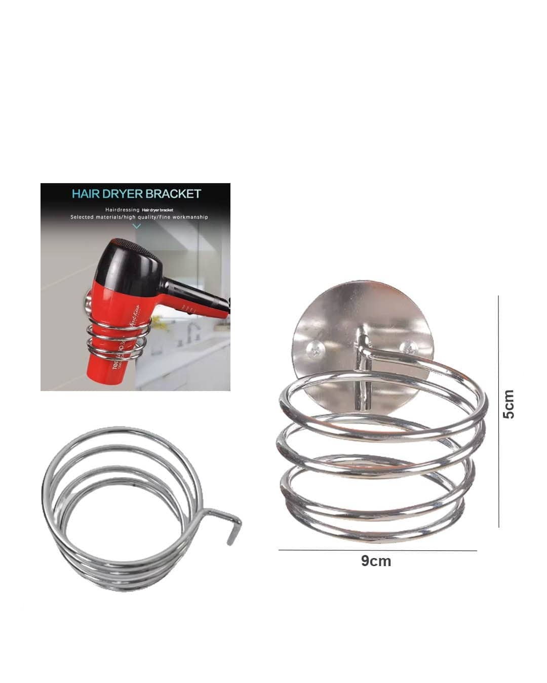 Stainless Steel Wall Mounted Hair Dryer Holder – d0024